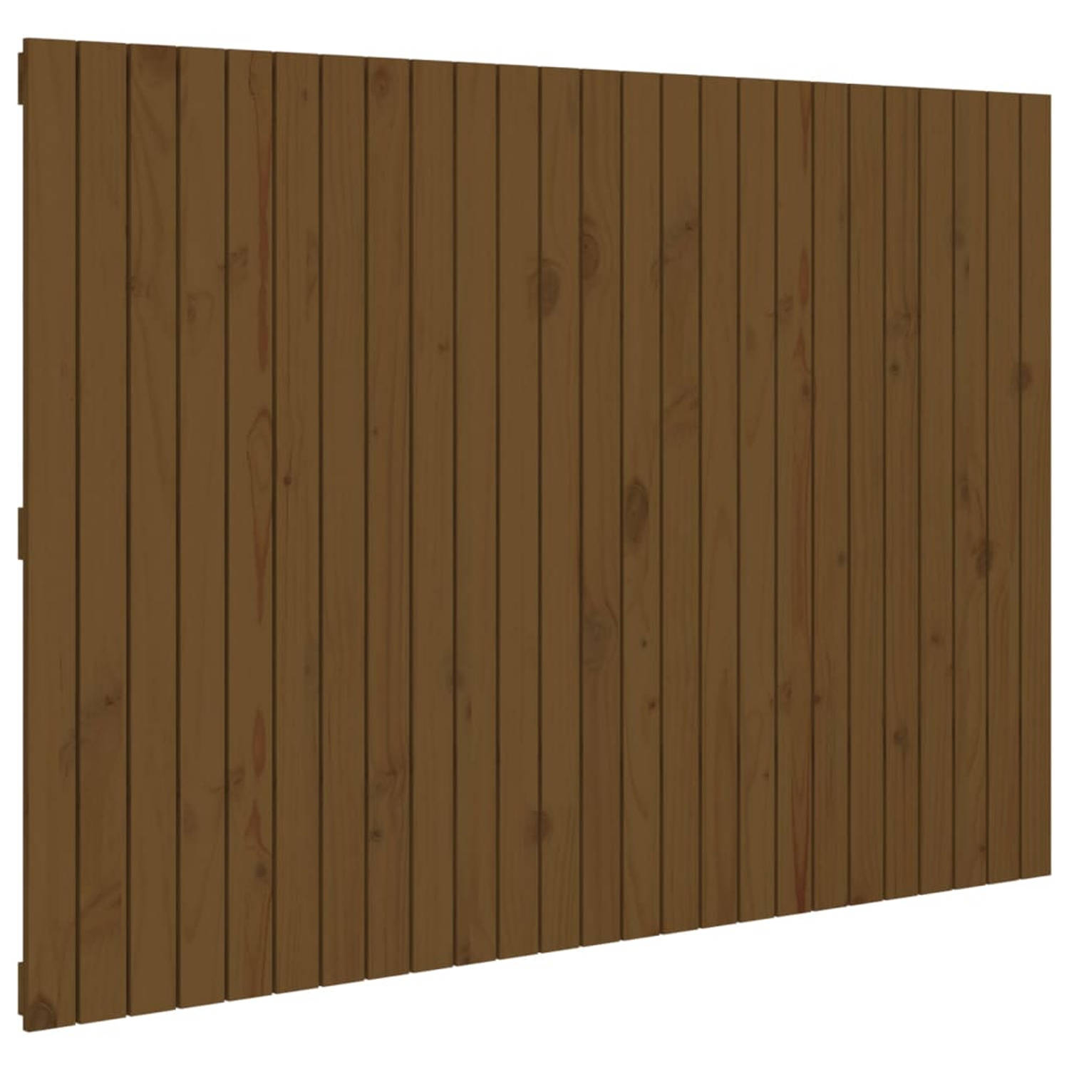 The Living Store Wandhoofdbord 159-5x3x110 cm massief grenenhout honingbruin - Bedonderdeel