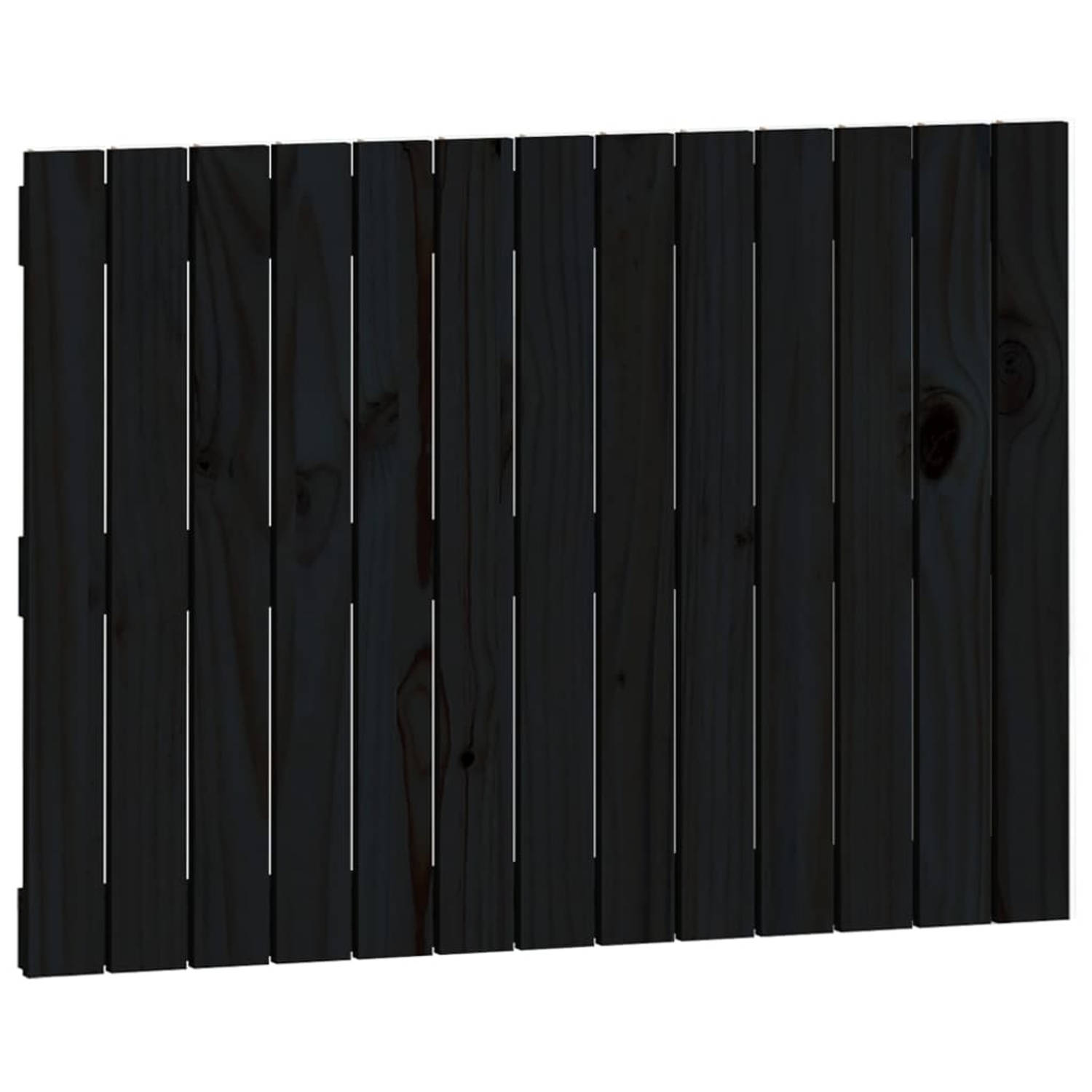 The Living Store Wandhoofdbord 82-5x3x60 cm massief grenenhout zwart - Bedonderdeel