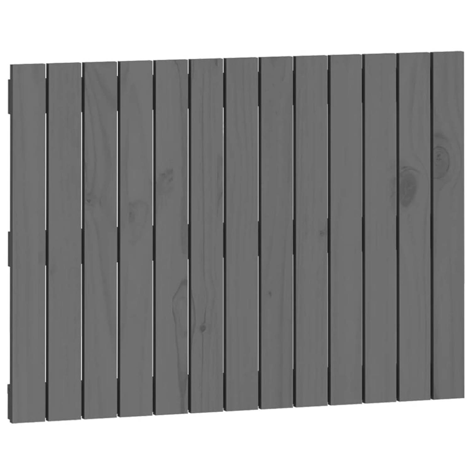 The Living Store Wandhoofdbord 82-5x3x60 cm massief grenenhout grijs - Bedonderdeel