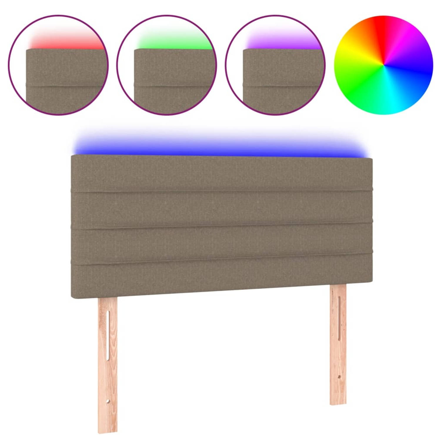 The Living Store Hoofdeind - LED-strip - Taupe - 80 x 5 x 78/88 cm - Verstelbaar - Duurzaam materiaal