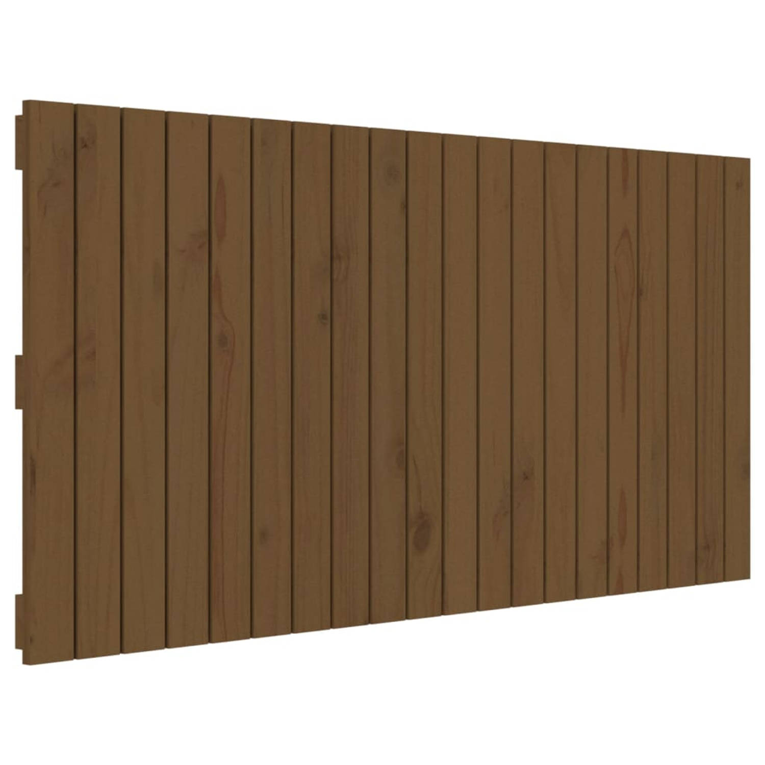 The Living Store Wandhoofdbord 127-5x3x60 cm massief grenenhout honingbruin - Bedonderdeel