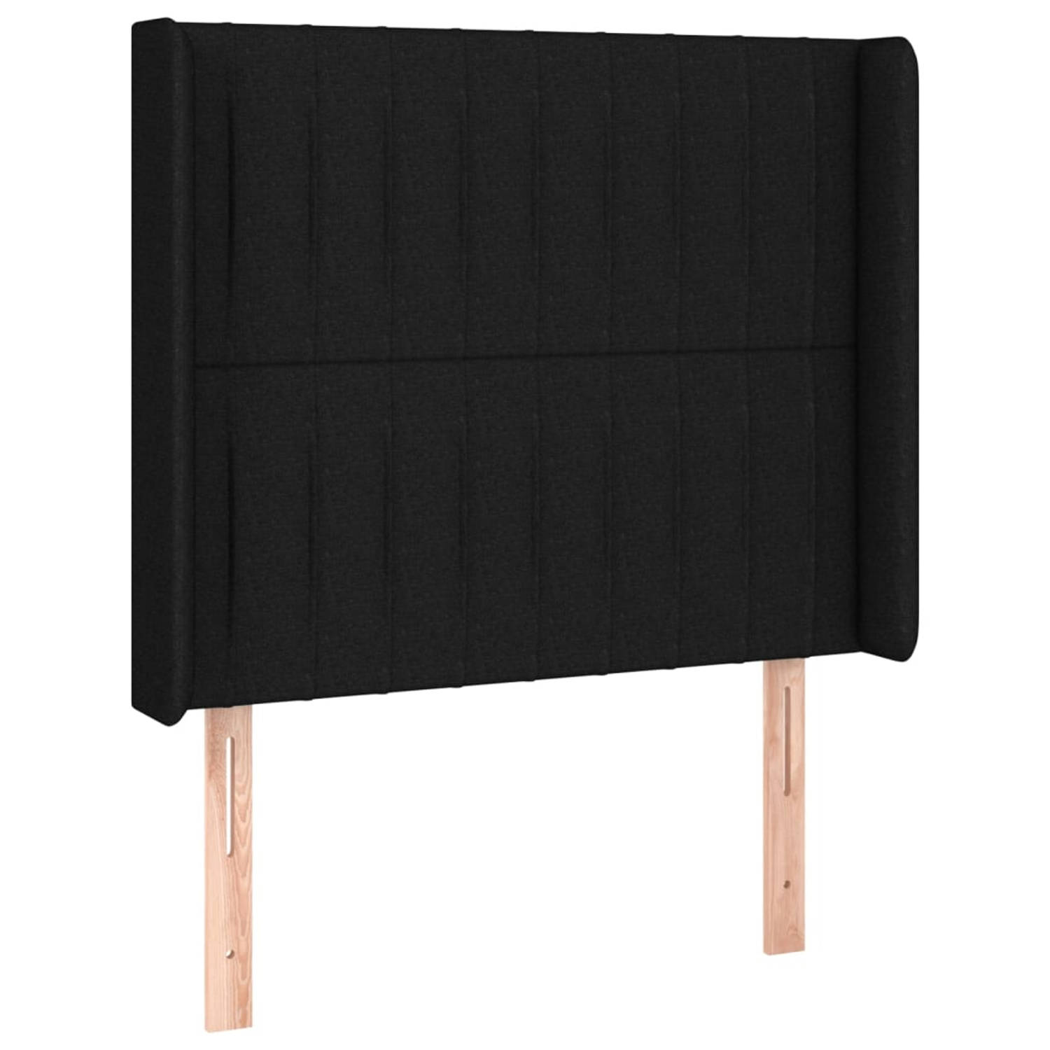 The Living Store Hoofdbord met randen 93x16x118/128 cm stof zwart - Bedonderdeel