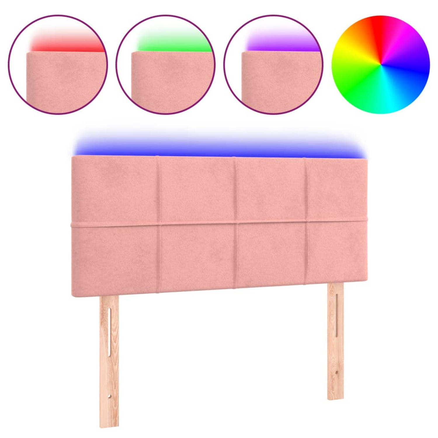 The Living Store Hoofdbord LED 100x5x78/88 cm fluweel roze - Bedonderdeel