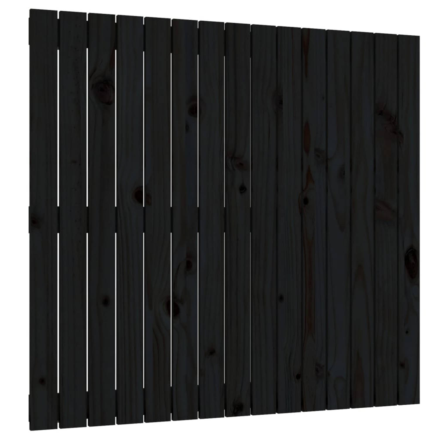 The Living Store Wandhoofdbord 95-5x3x90 cm massief grenenhout zwart - Bedonderdeel