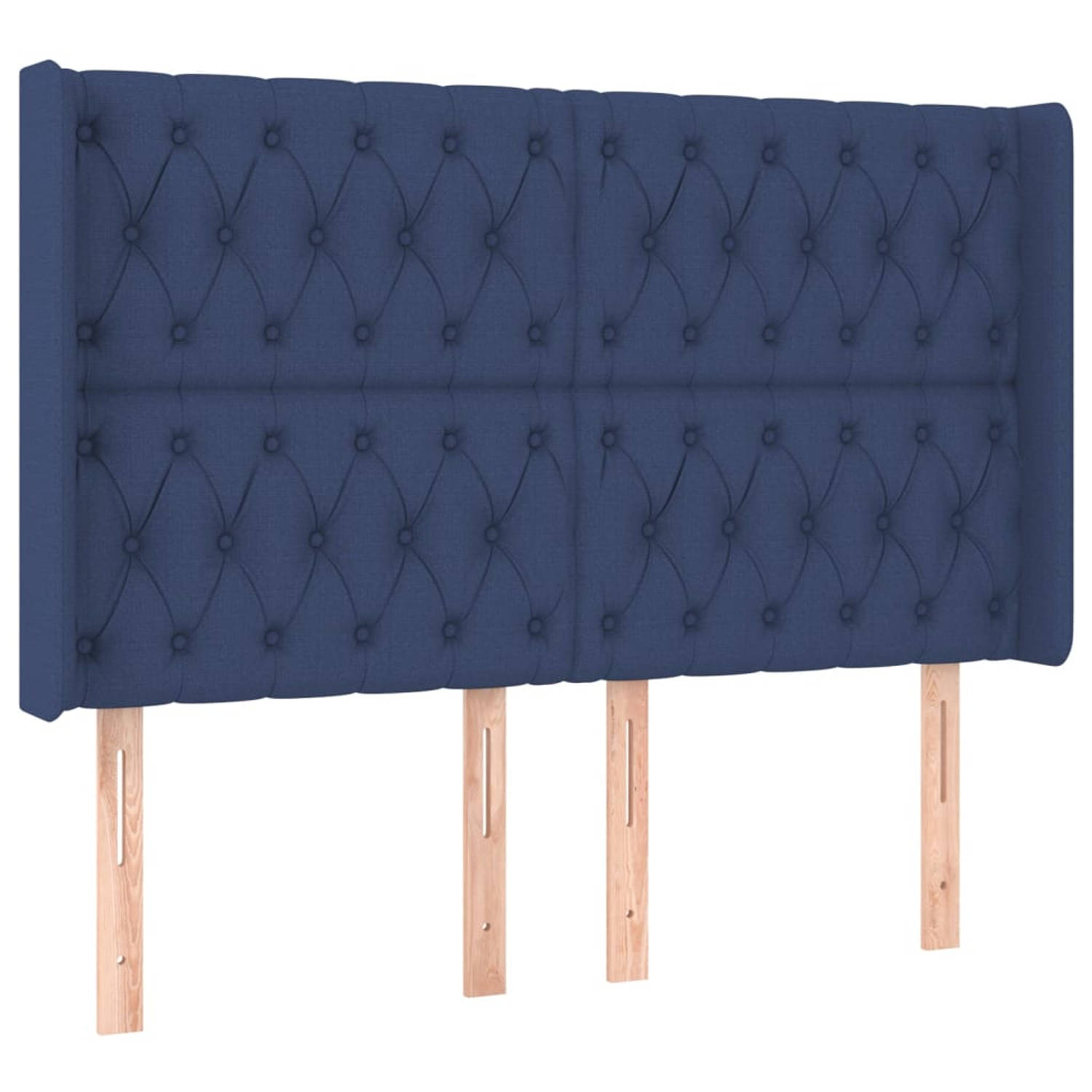 The Living Store Hoofdbord - Blauw - 163 x 16 x 118/128 cm - Trendy design - Duurzaam materiaal - Stevige poten