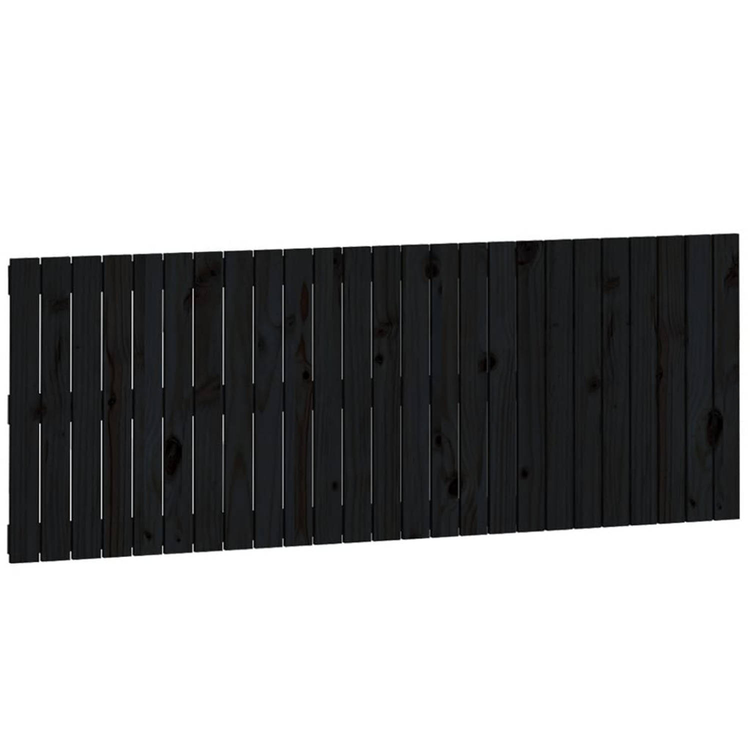 The Living Store Wandhoofdbord 159-5x3x60 cm massief grenenhout zwart - Bedonderdeel