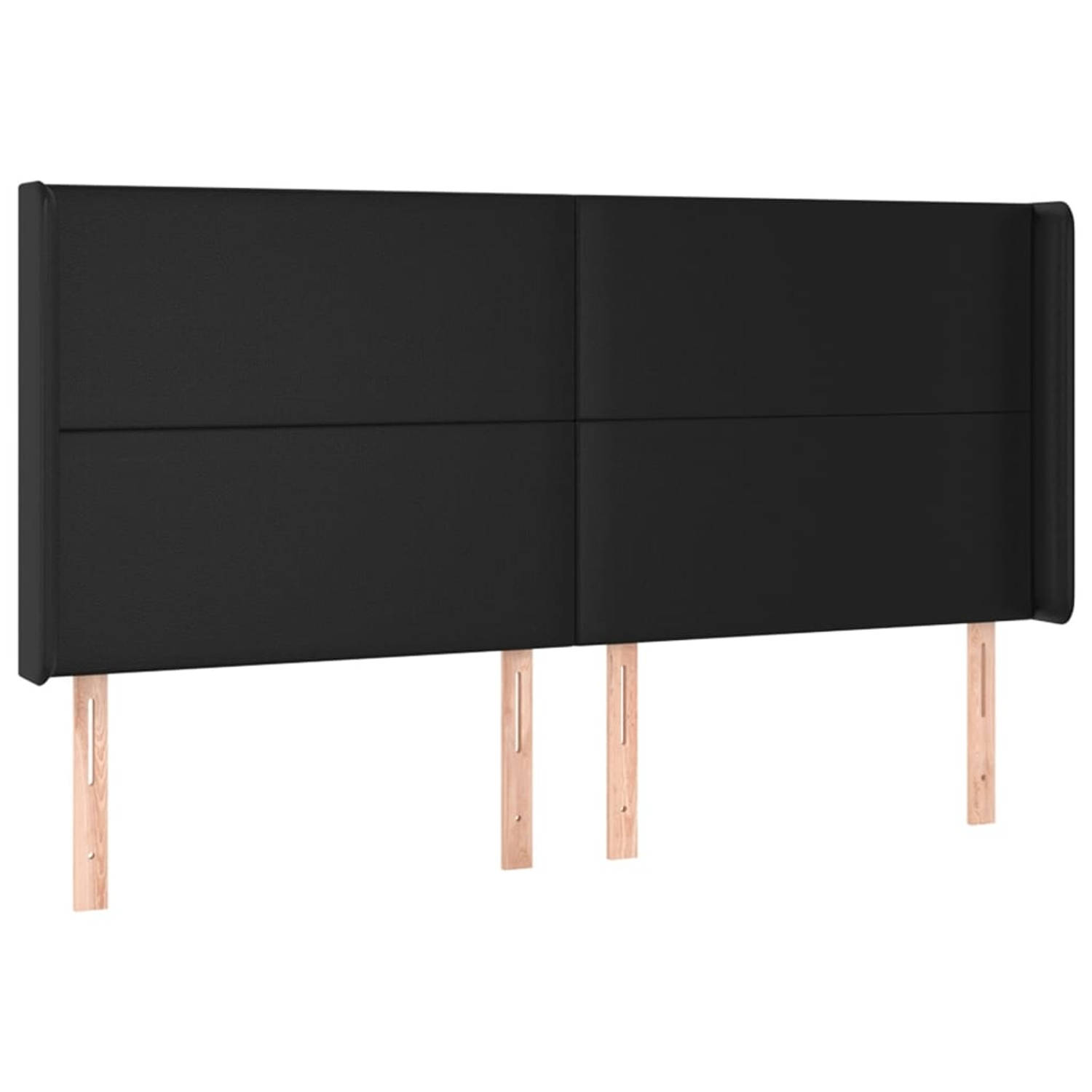 The Living Store Hoofdbord met randen 183x16x118/128 cm kunstleer zwart - Bedonderdeel