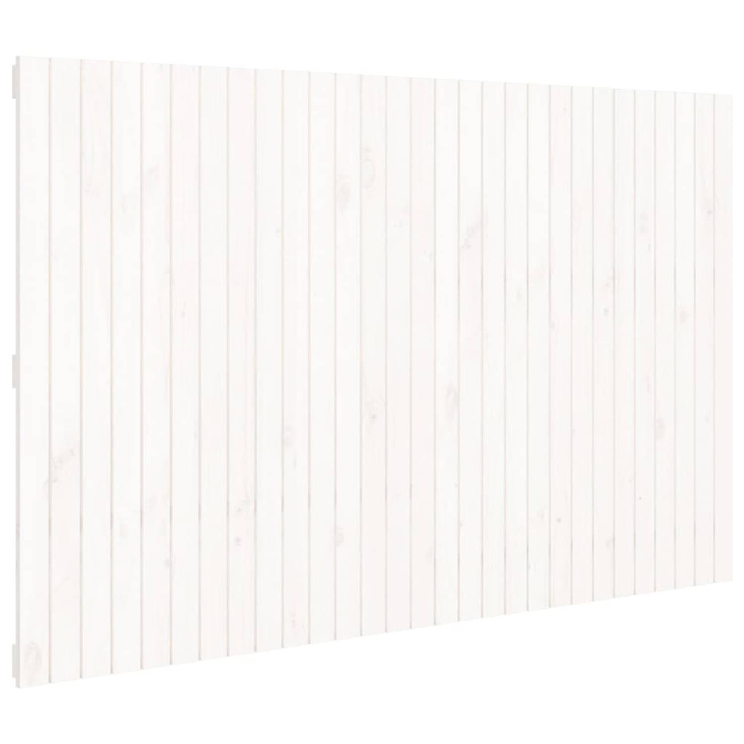 The Living Store Wandhoofdbord 185x3x110 cm massief grenenhout wit - Bedonderdeel