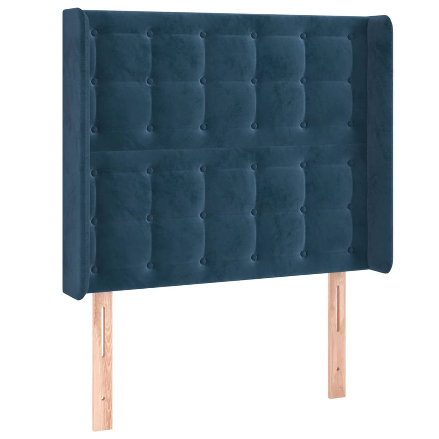 The Living Store Hoofdbord Fluwelen Dark Blue - 93x16x118/128 cm