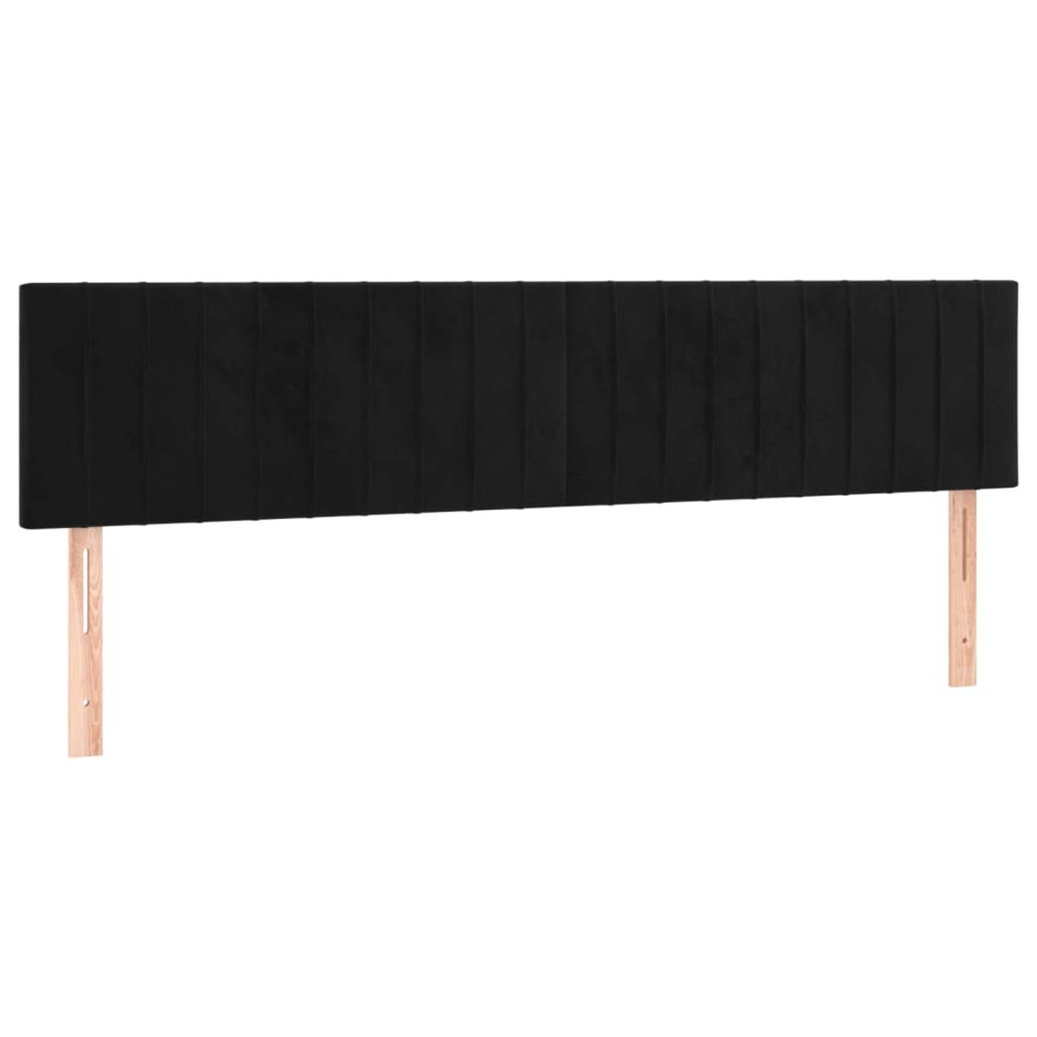 The Living Store Hoofdborden 2 st 100x5x78/88 cm fluweel zwart - Bedonderdeel