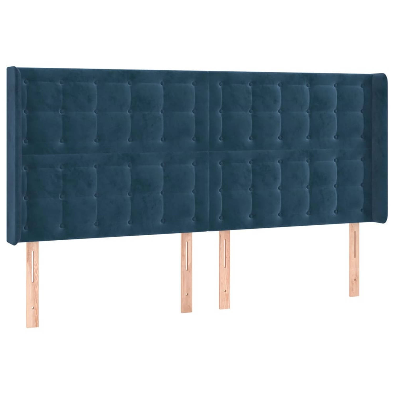 The Living Store Hoofdbord - 203 x 16 x 118/128 cm - Donkerblauw The Living Store