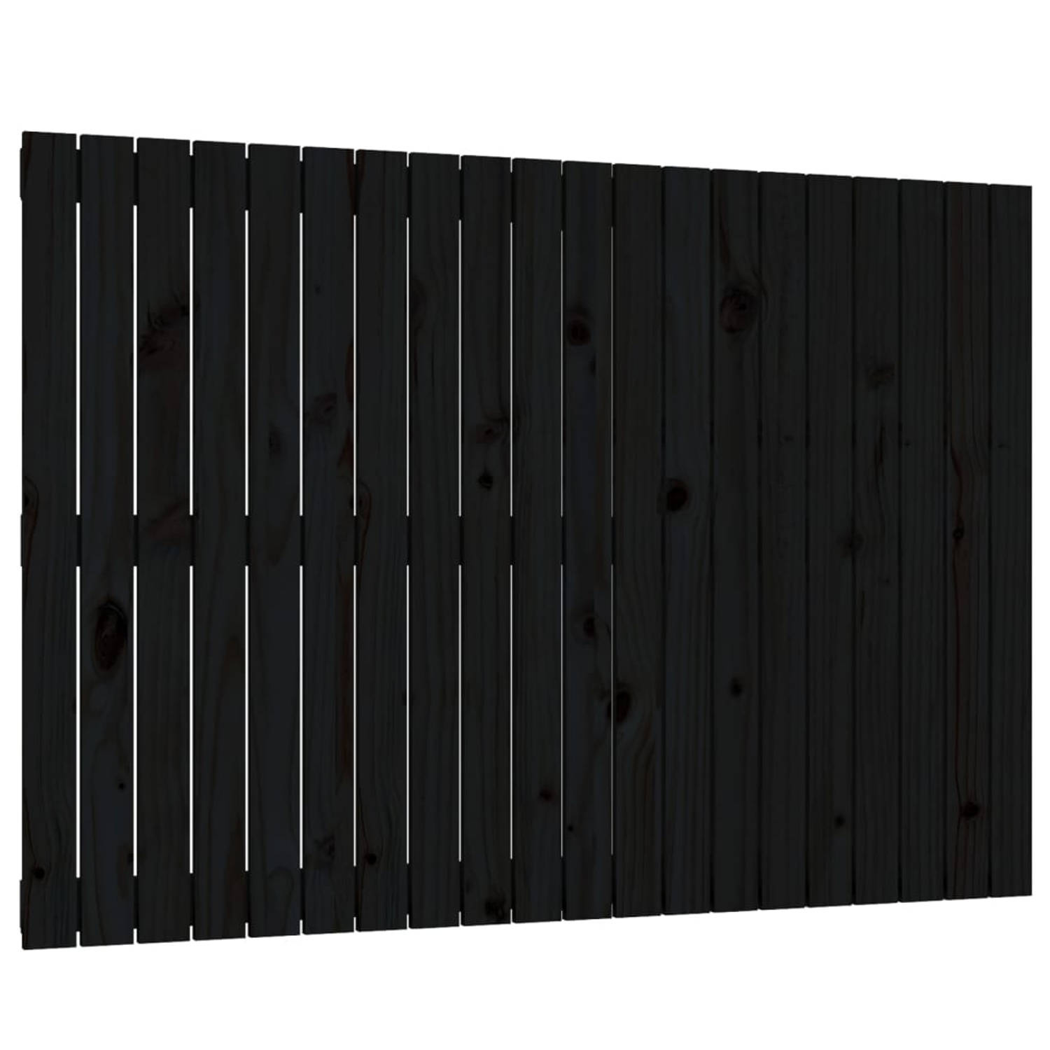 The Living Store Wandhoofdbord 127-5x3x90 cm massief grenenhout zwart - Bedonderdeel