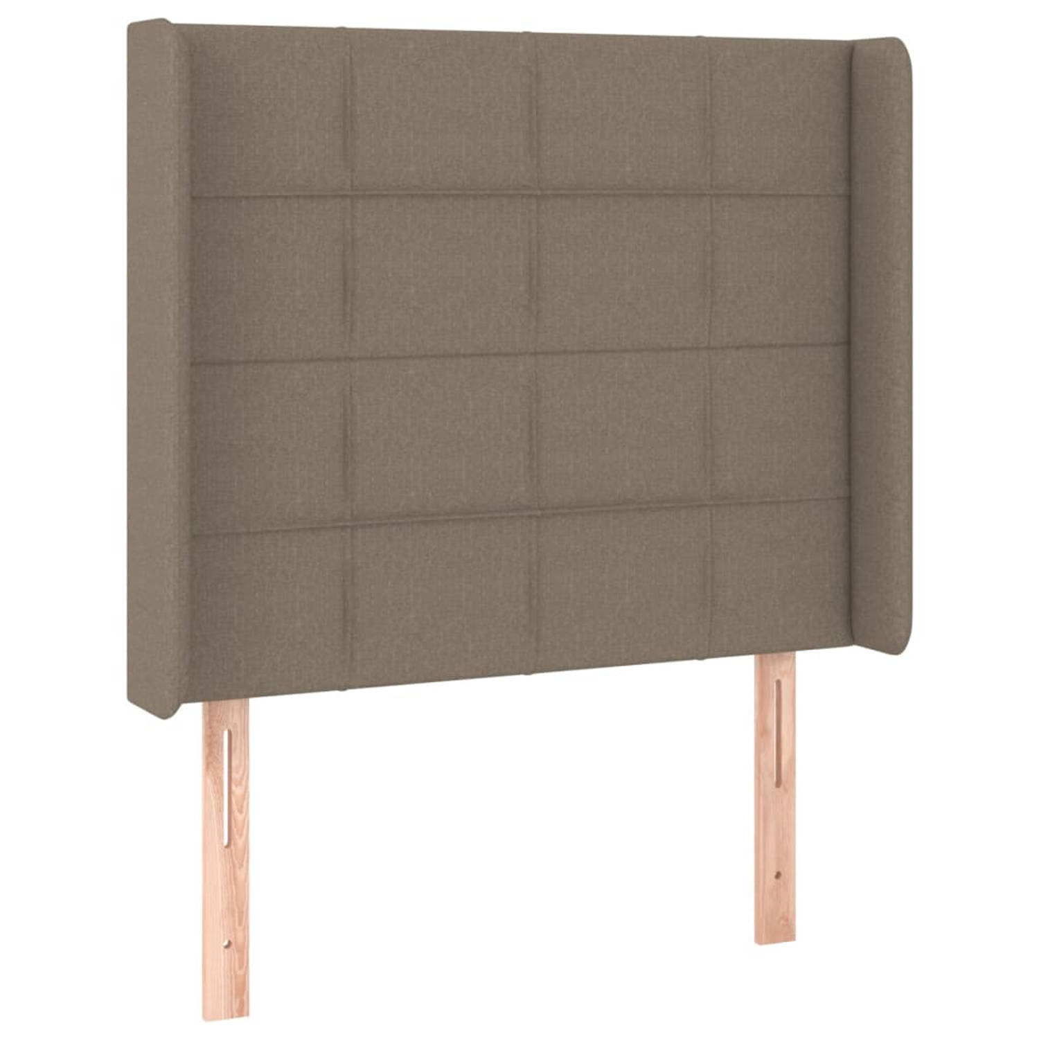 The Living Store Hoofdbord met randen 93x16x118/128 cm stof taupe - Bedonderdeel