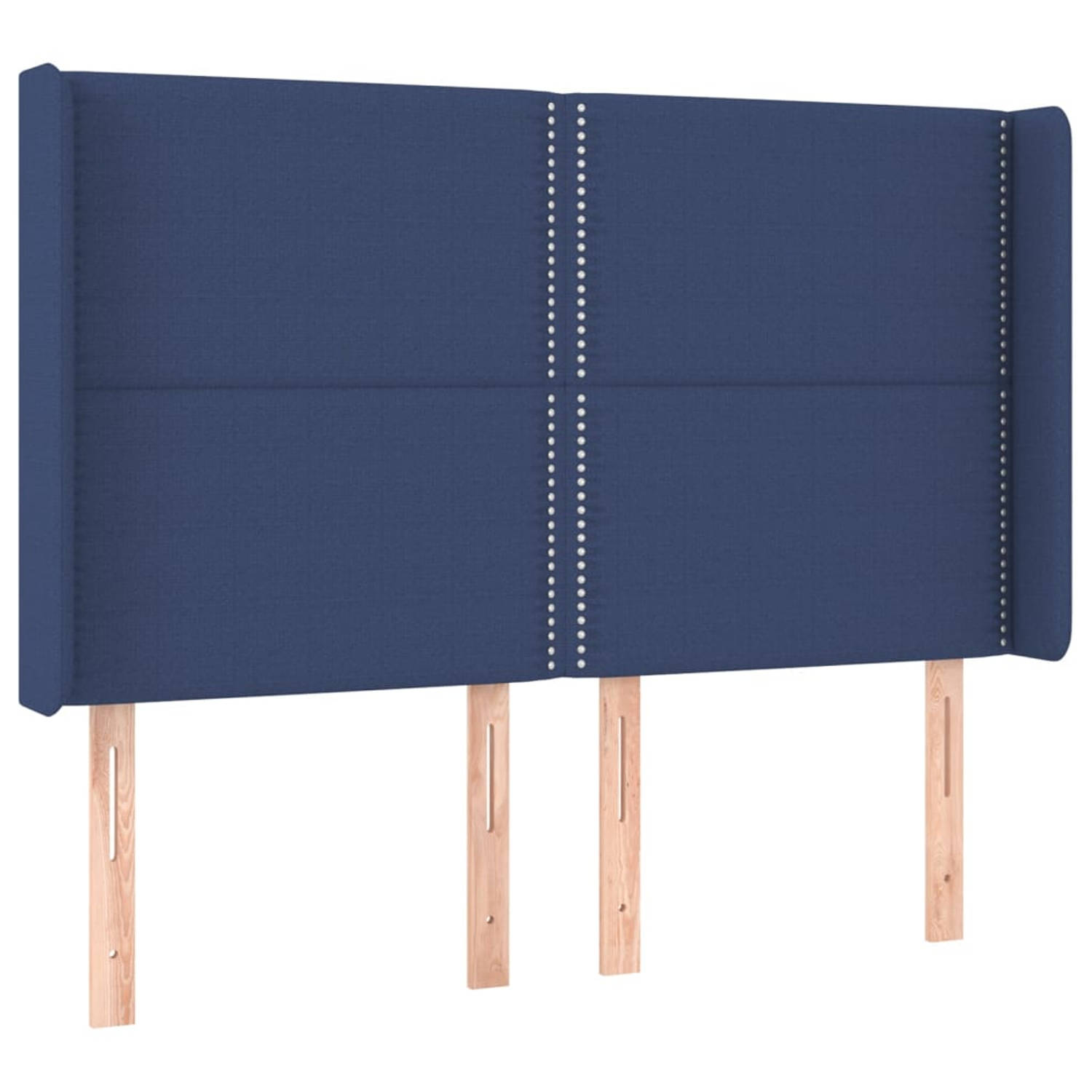 The Living Store Hoofdbord met randen 147x16x118/128 cm stof blauw - Bedonderdeel