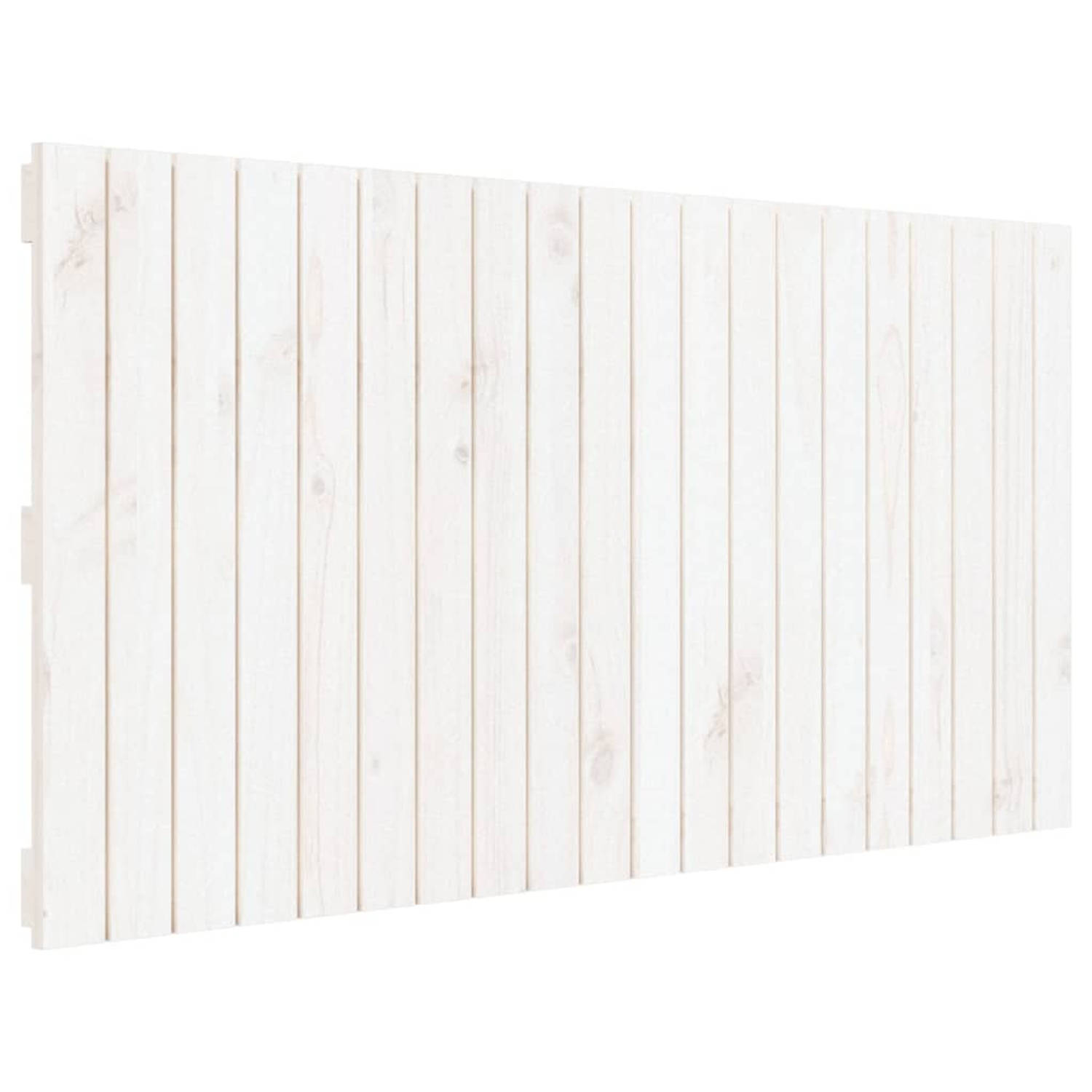 The Living Store Wandhoofdbord 127-5x3x60 cm massief grenenhout wit - Bedonderdeel