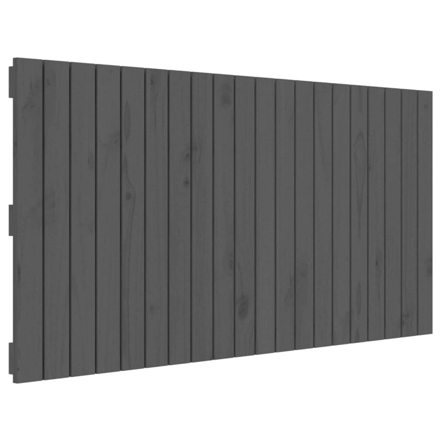 The Living Store Wandhoofdbord 127-5x3x60 cm massief grenenhout grijs - Bedonderdeel