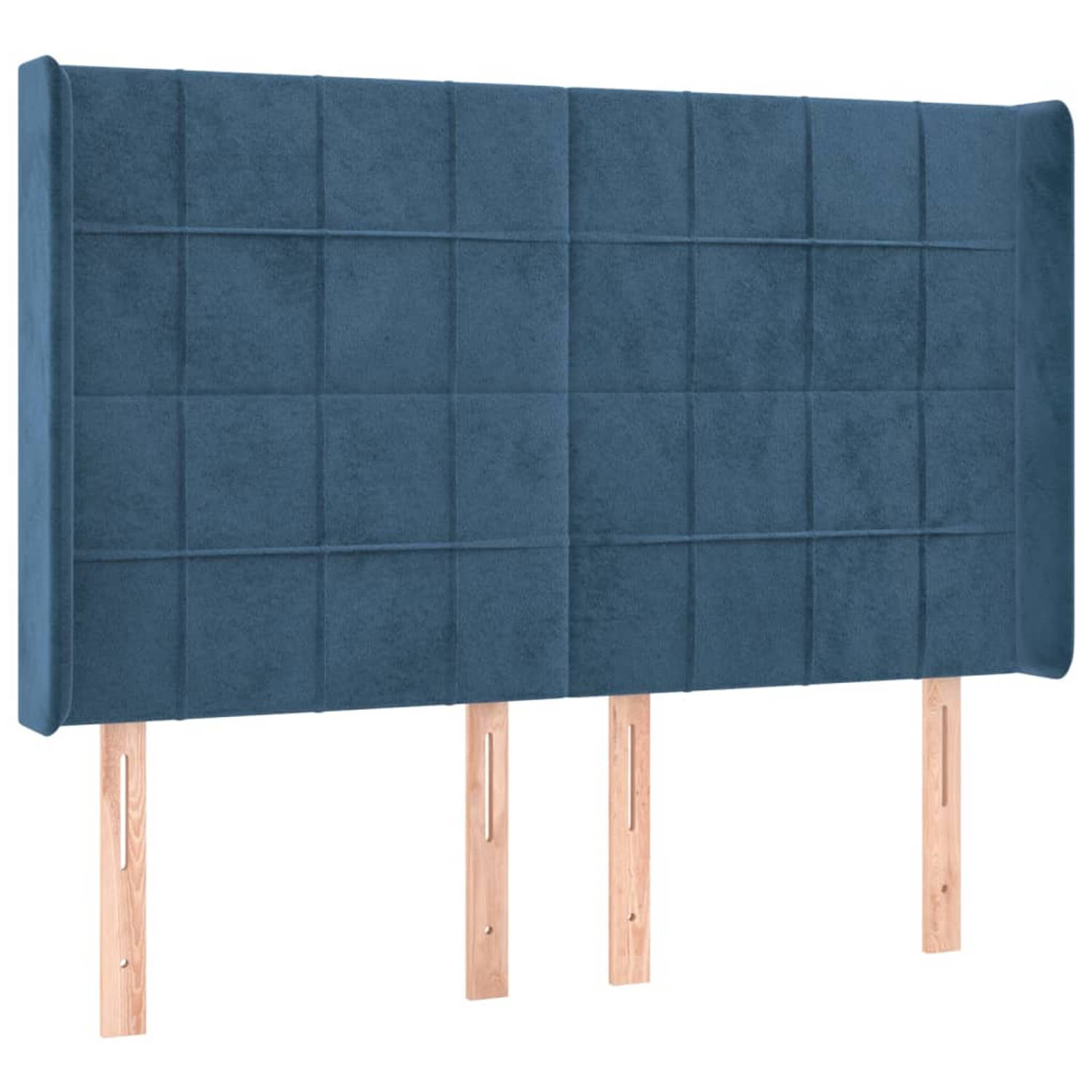 The Living Store Hoofdeind - Hoofdeinden - 147x16x118/128 cm - Donkerblauw Fluweel