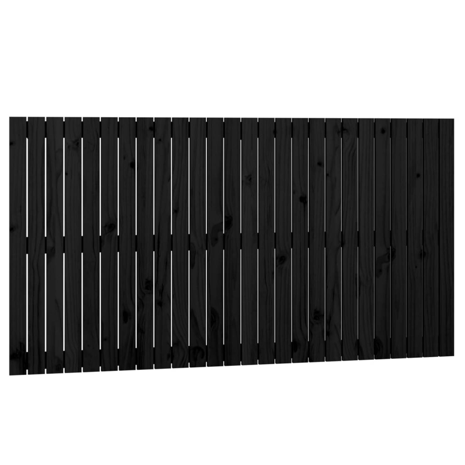 The Living Store Wandhoofdbord 166x3x90 cm massief grenenhout zwart - Bedonderdeel