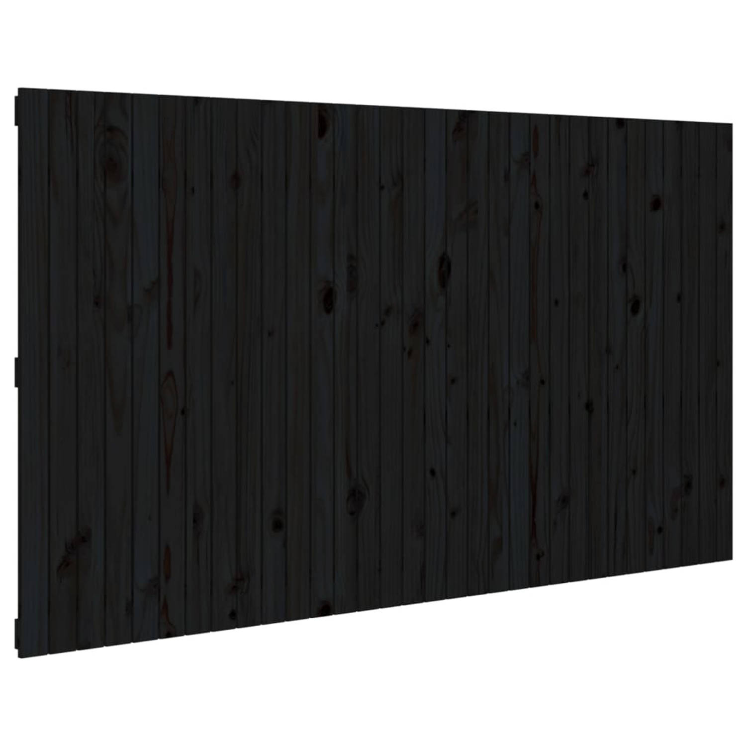 The Living Store wandhoofdbord zwart massief grenenhout 204x3x110 cm - klassiek design - eenvoudige wandmontage