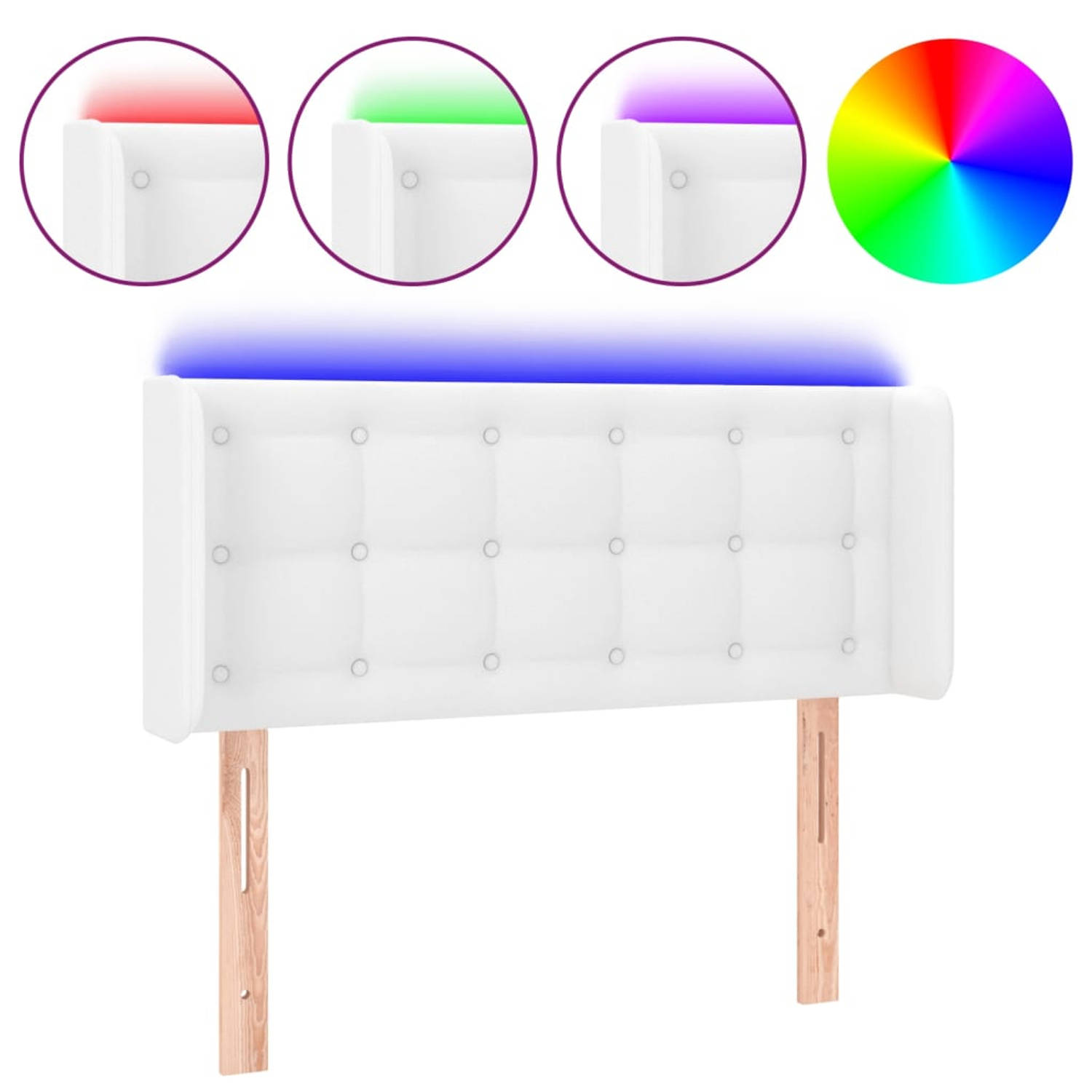 The Living Store LED-hoofdbord Hoofdeinde - 83 x 16 x 78/88 cm - Duurzaam kunstleer - Kleurrijke LED-verlichting -