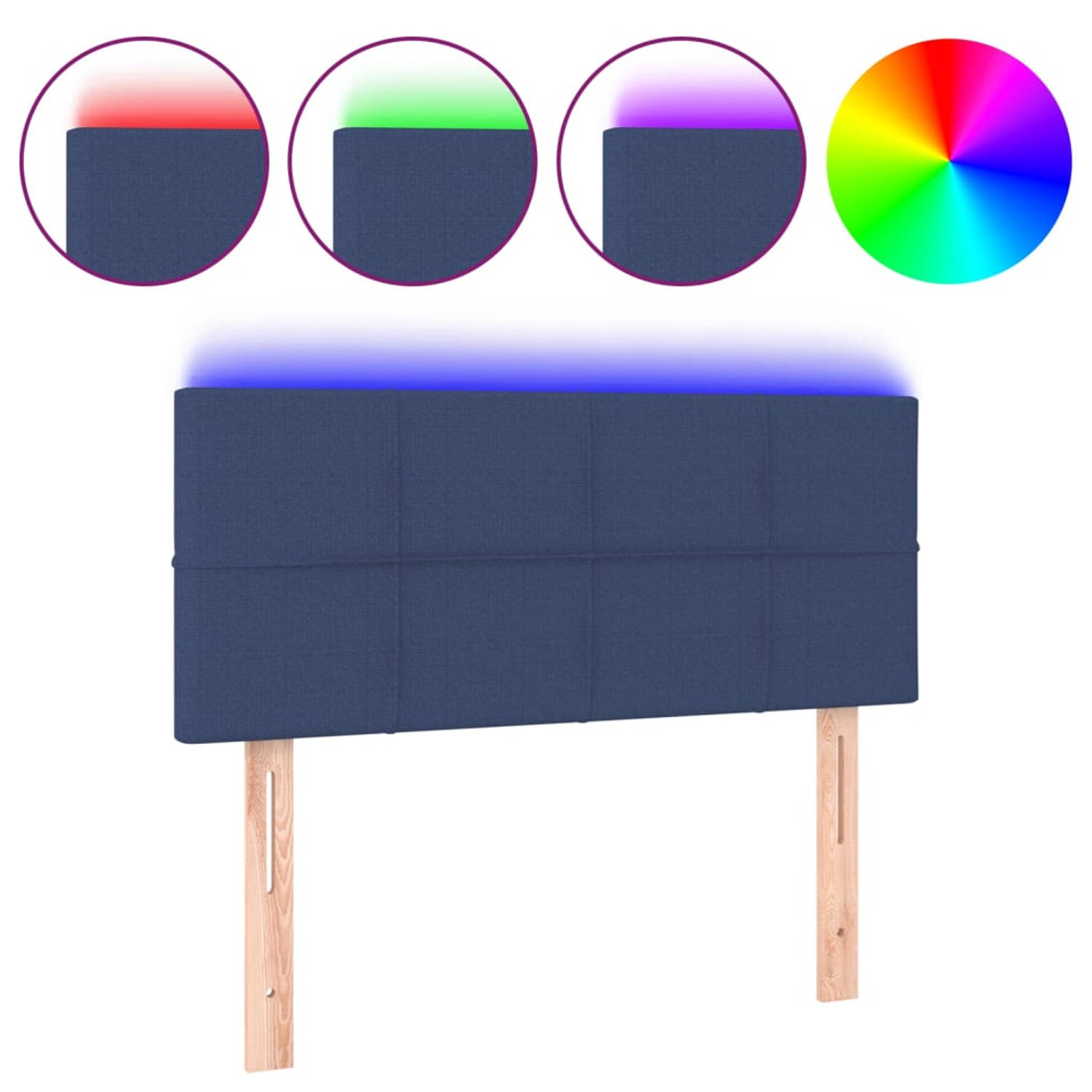 The Living Store Hoofdeinde - LED-strip Blauw - 80x5x78/88 cm - Duurzaam materiaal