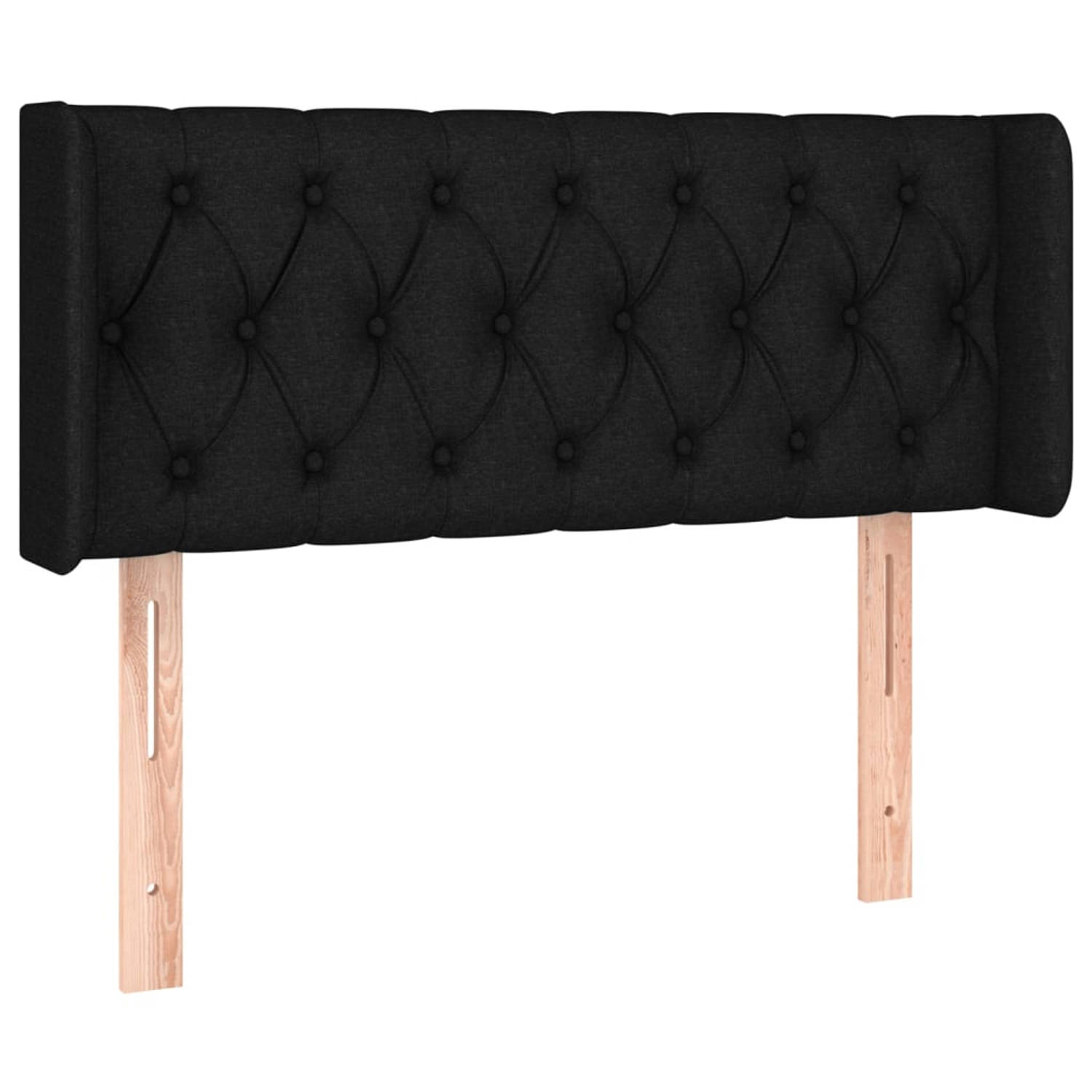 The Living Store Hoofdbord met randen 93x16x78/88 cm stof zwart - Bedonderdeel