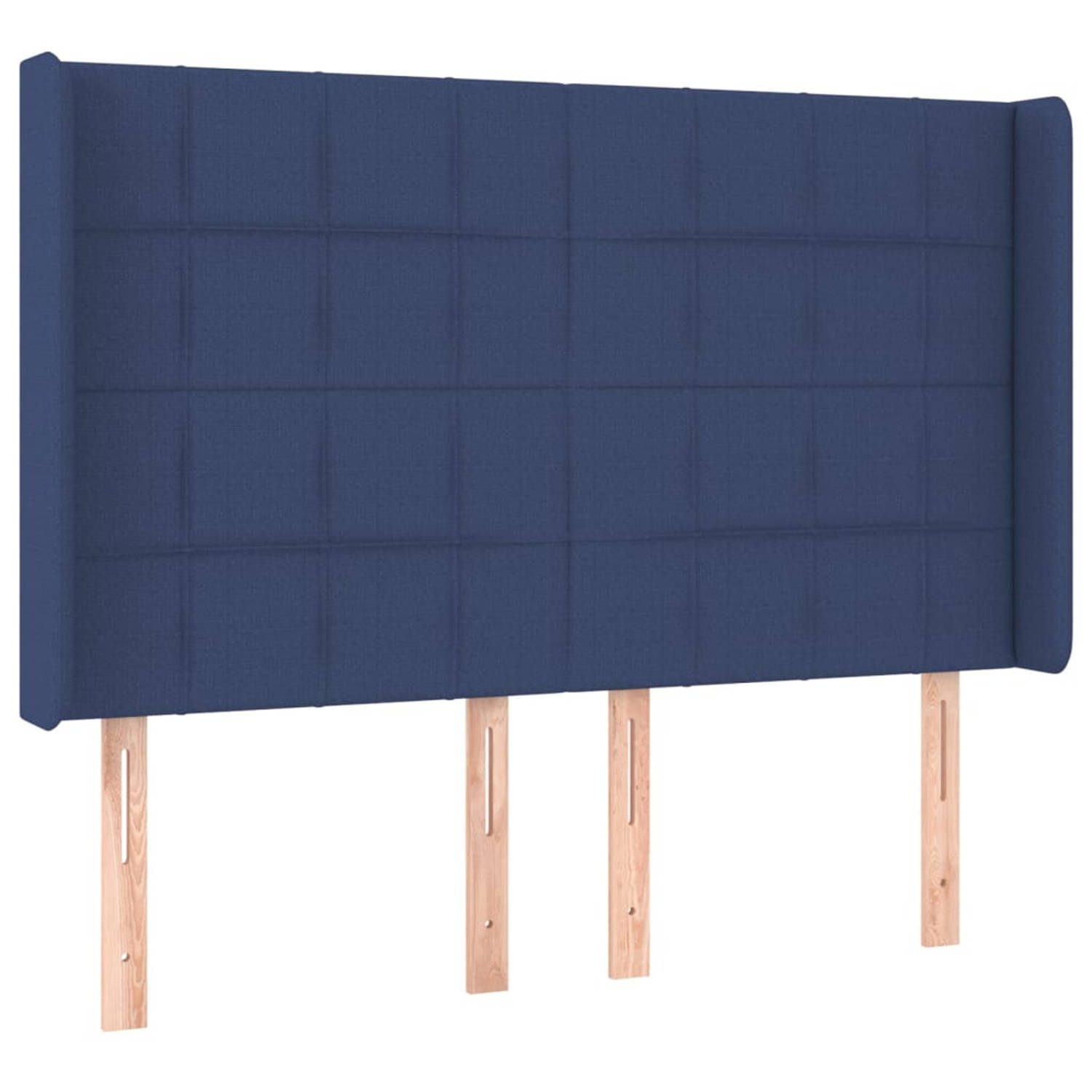 The Living Store Hoofdbord - Blauw - 147x16x118/128 cm - Trendy ontwerp - Duurzaam materiaal - Stevige poten - Verstelbare hoogte - Comfortabele ondersteuning