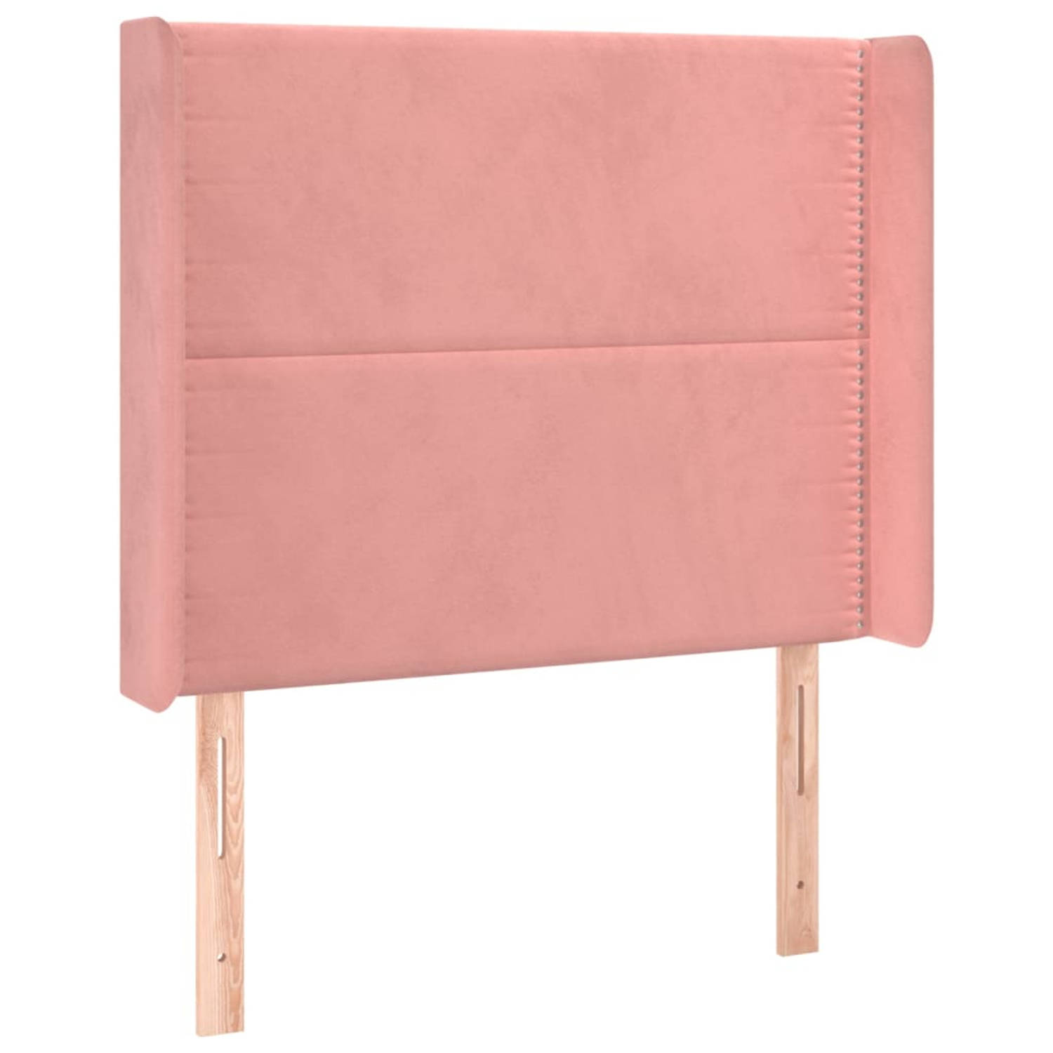 The Living Store Hoofdbord bed - 103x16x118/128 cm - roze fluweel