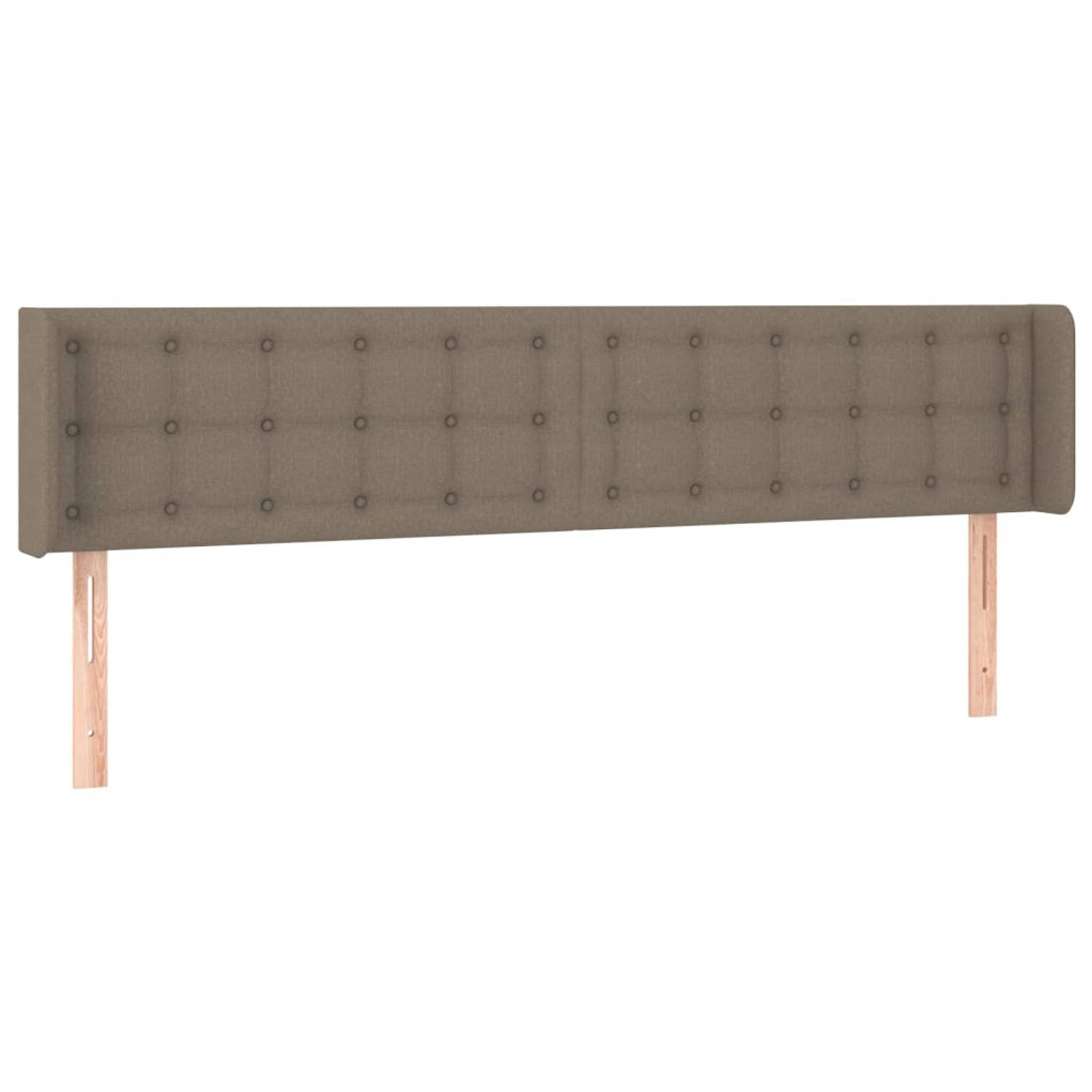 The Living Store Hoofdbord met randen 203x16x78/88 cm stof taupe - Bedonderdeel