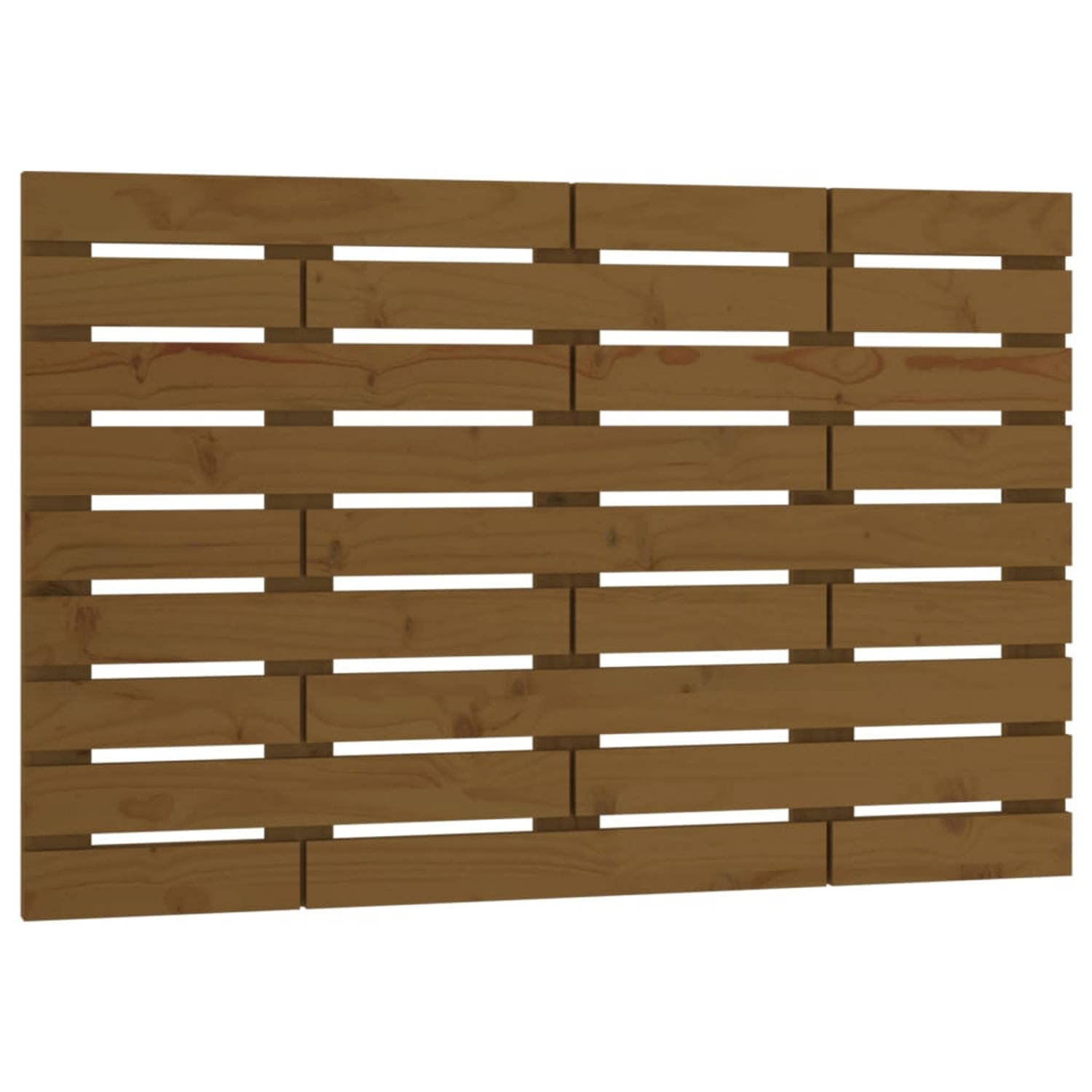 The Living Store Houten Wandhoofdbord - Massief Grenenhout - 96 x 3 x 63 cm - Honingbruin