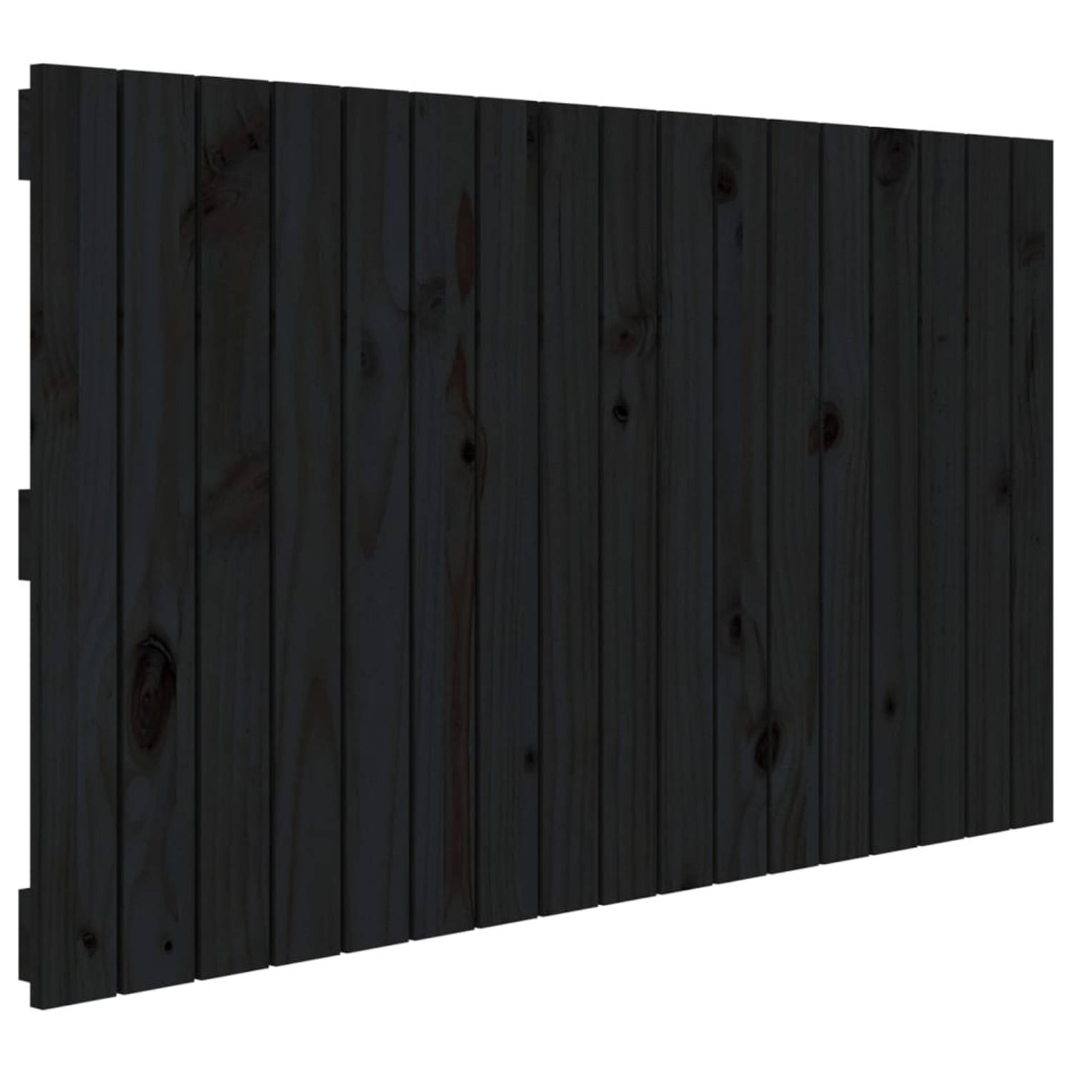 The Living Store Wandhoofdbord - - Massief grenenhout - 108x3x60 cm - Zwart