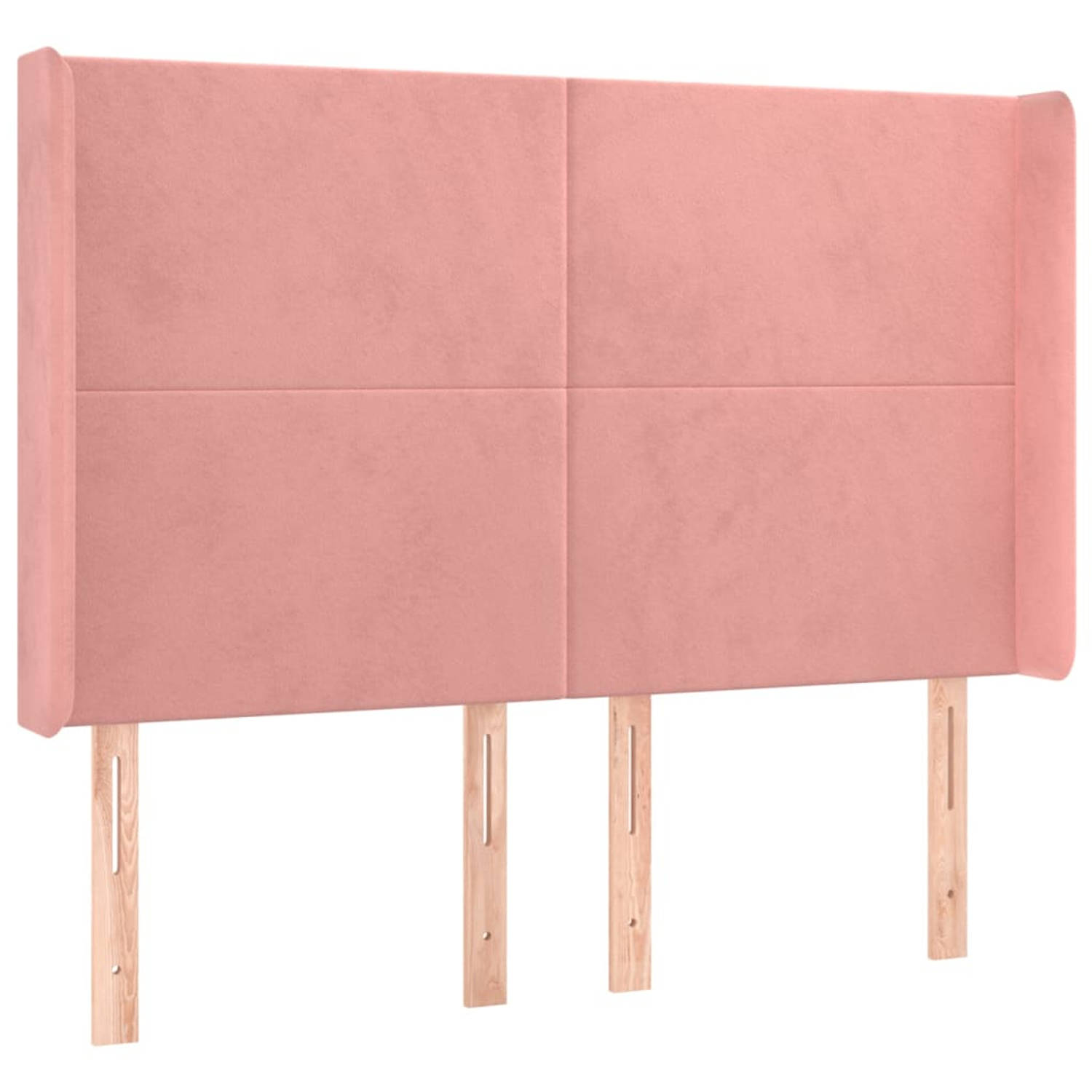 The Living Store Hoofdbord - Hoofdeind en rand - 147x16x118/128 cm - Roze fluweel