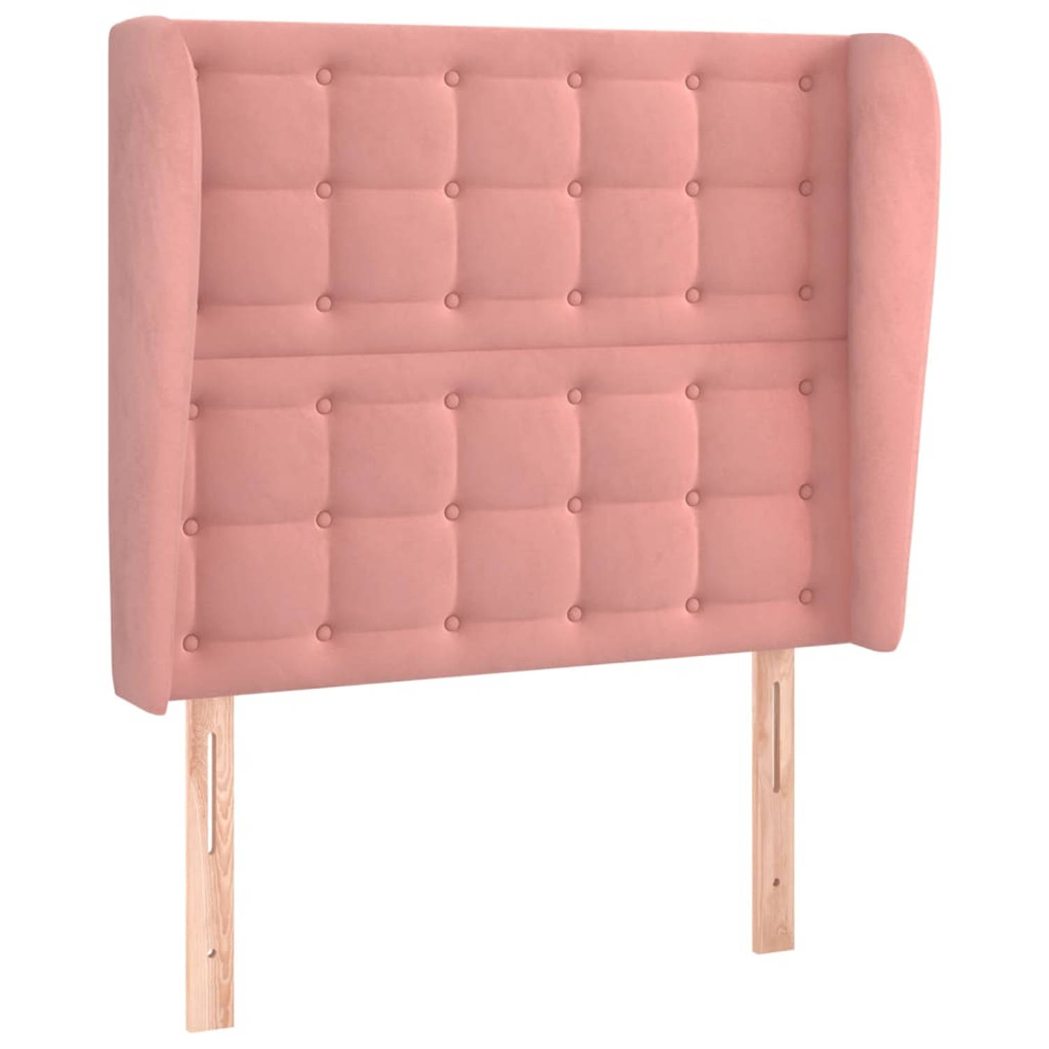 The Living Store Hoofdbord met randen 103x23x118/128 cm fluweel roze - Bedonderdeel