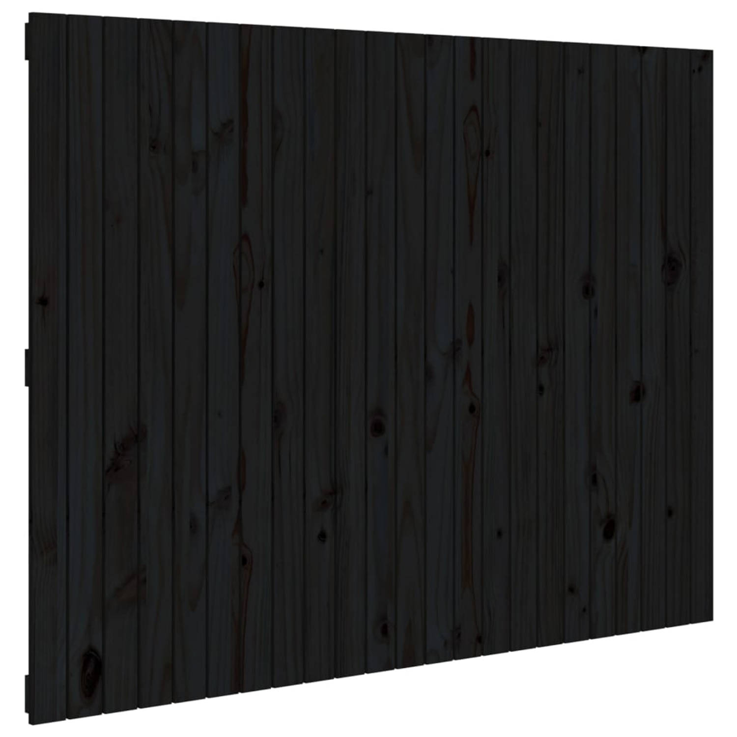 The Living Store Wandhoofdbord 146-5x3x110 cm massief grenenhout zwart - Bedonderdeel