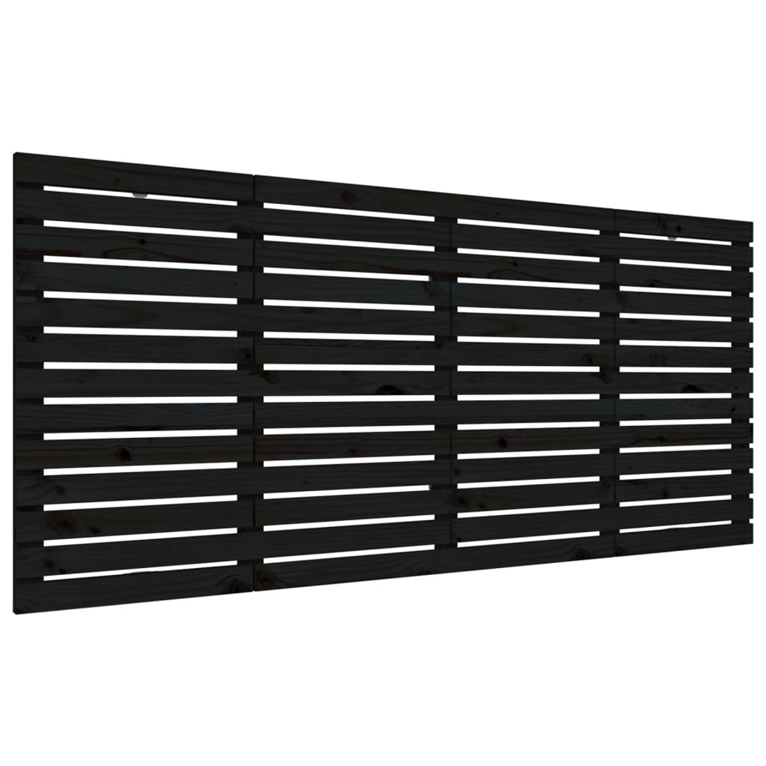 The Living Store Hoofdbord wandmontage 206x3x91-5 cm massief grenenhout zwart - Bedonderdeel