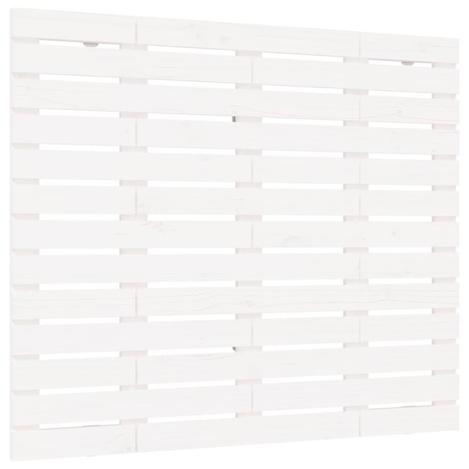 The Living Store Hoofdbord wandmontage 96x3x91-5 cm massief grenenhout wit - Bedonderdeel