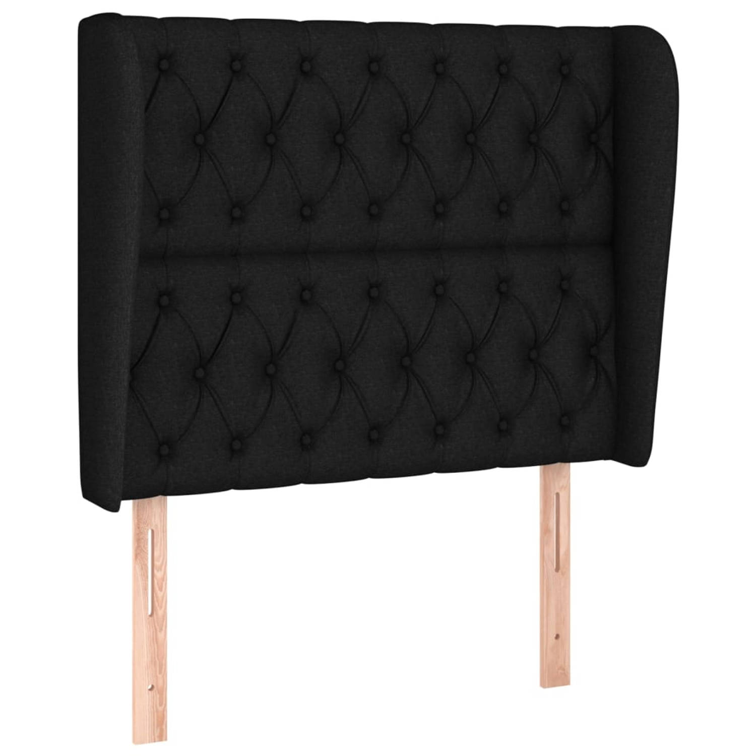 The Living Store Hoofdbord met randen 103x23x118/128 cm stof zwart - Bedonderdeel