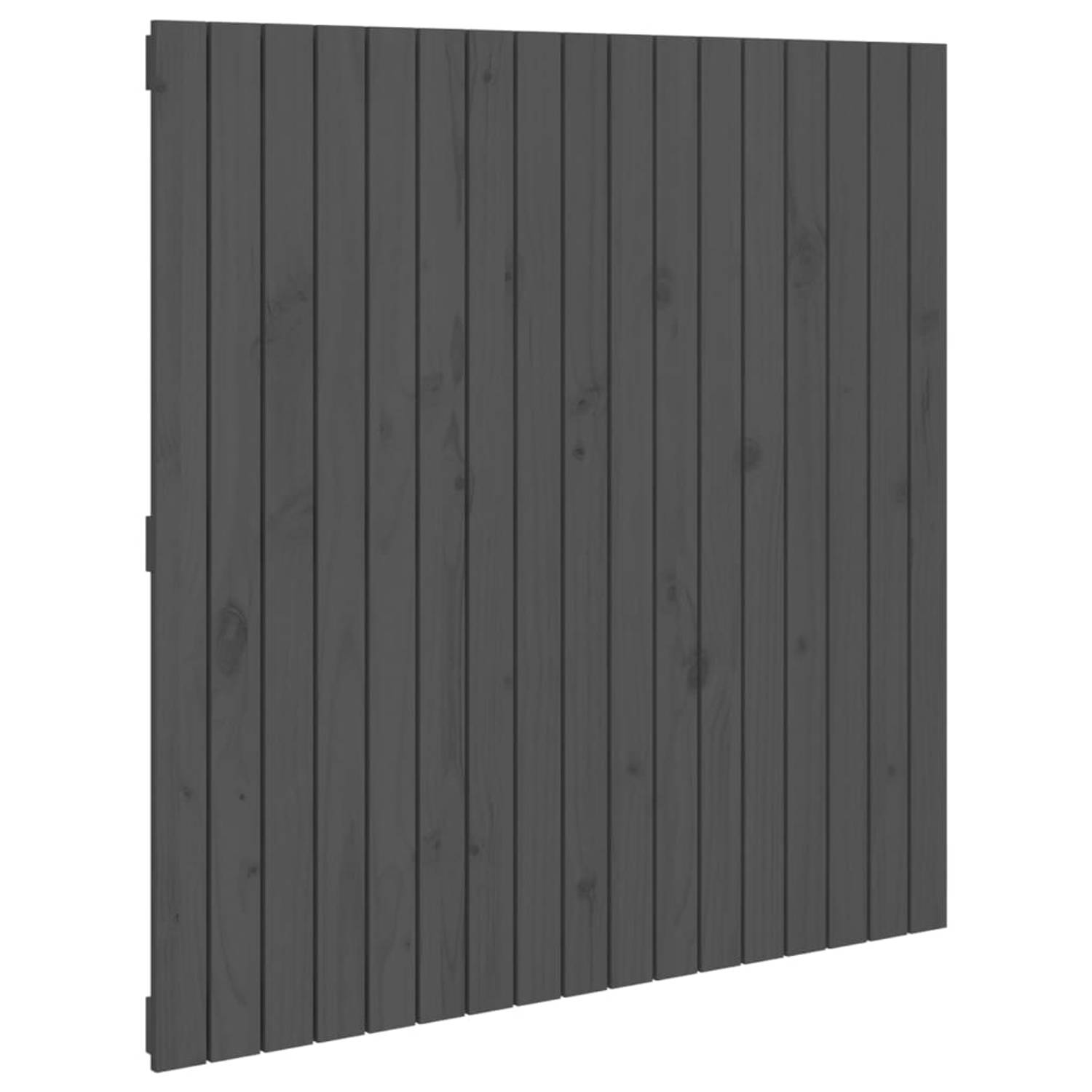The Living Store Wandhoofdbord 108x3x110 cm massief grenenhout grijs - Bedonderdeel