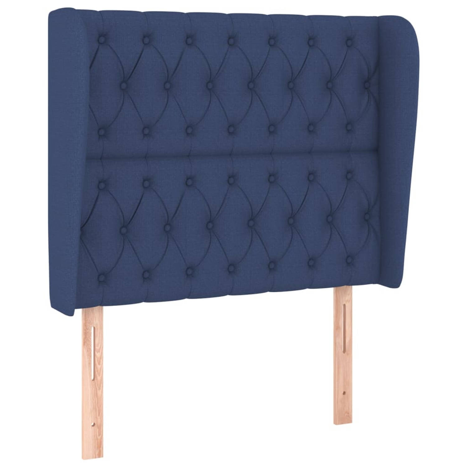 The Living Store Hoofdbord met randen 93x23x118/128 cm stof blauw - Bedonderdeel