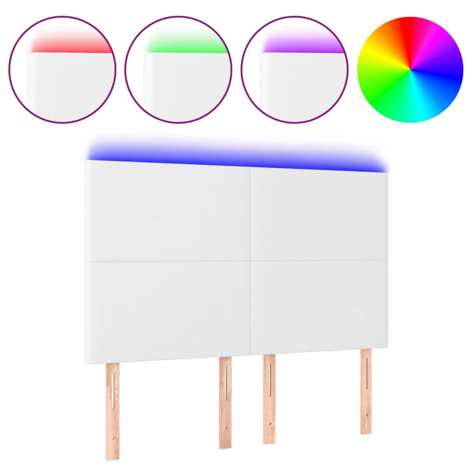 The Living Store LED-hoofdbord - Hoofdeinde - 144 x 5 x 118/128 cm - Kleurrijk - Verstelbaar - Duurzaam Kunstleer - LED-strips