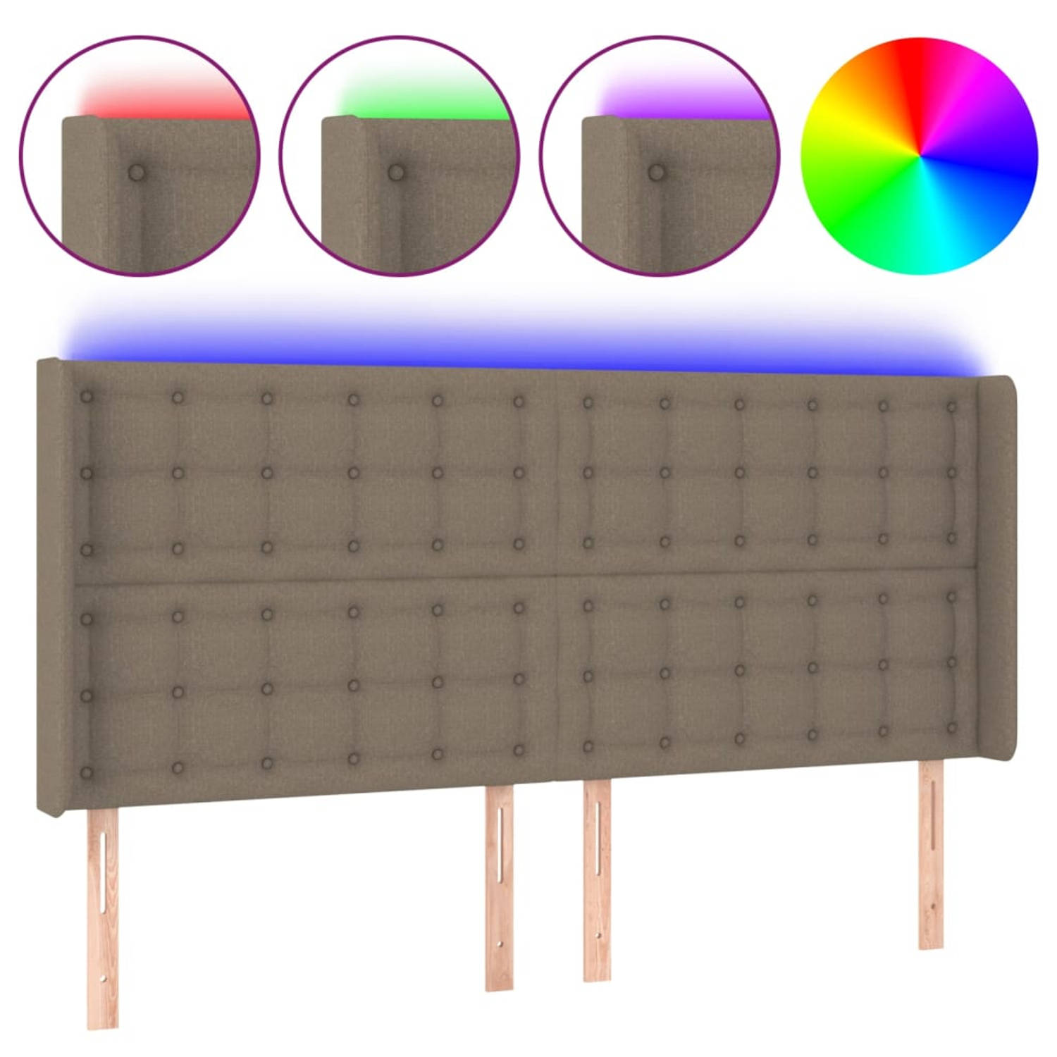 The Living Store Hoofdbord - LED - Verstelbaar - Comfortabele ondersteuning - Schaarsymbool - Kleur- Taupe - Materiaal-