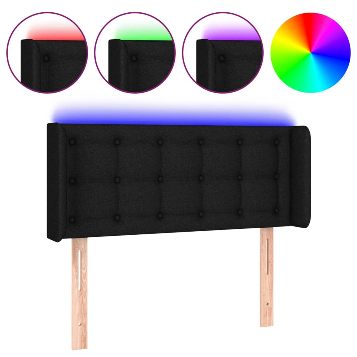 The Living Store LED-hoofdbord - Klassiek - Hoofdeinde - Afmeting- 103 x 16 x 78/88 cm - Ken- Verstelbare hoogte - Comfortabele ondersteuning - Snijdbare LED-strip - The Living Sto