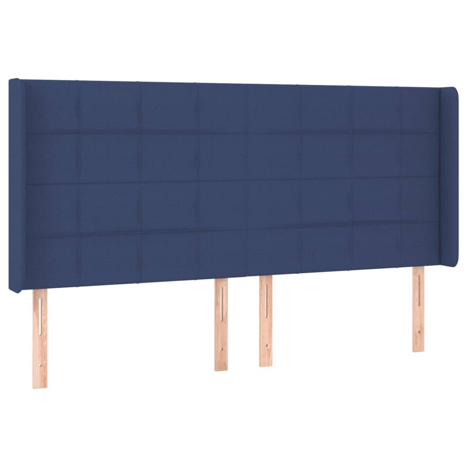 The Living Store Hoofdbord met randen 183x16x118/128 cm stof blauw - Bedonderdeel