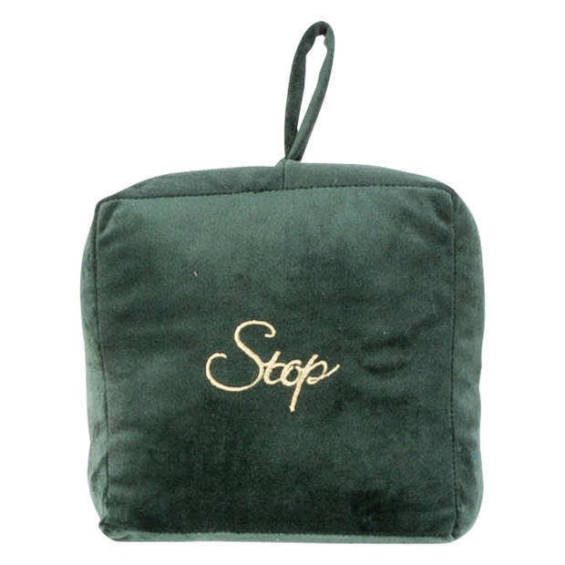 Cosy & Trendy deurstopper - velvet - 1.4 kg - donkergroen - oppak lus - 16 x 6.5 x 17 cm - Deurstoppers