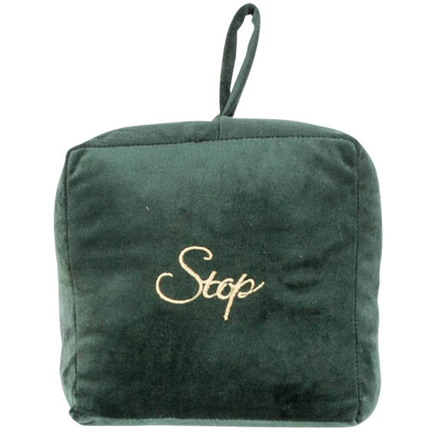 Cosy & Trendy deurstopper - velvet - 1.4 kg - donkergroen - oppak lus - 16 x 6.5 x 17 cm - Deurstoppers