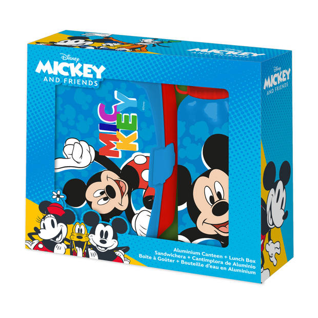 Disney Mickey Mouse lunchbox set voor kinderen - 2-delig - blauw - aluminium/kunststof - Lunchboxen