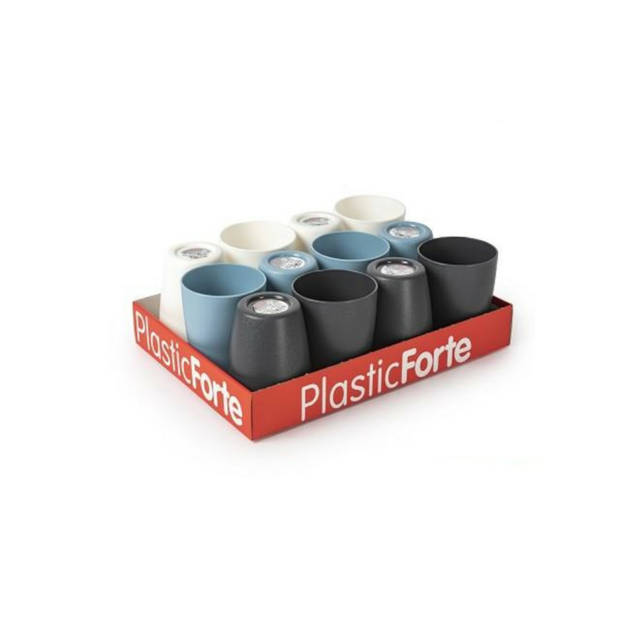 Plasticforte 12x Kunststof drinkglazen - gekleurd - 400 ml - onbreekbaar - Drinkglazen
