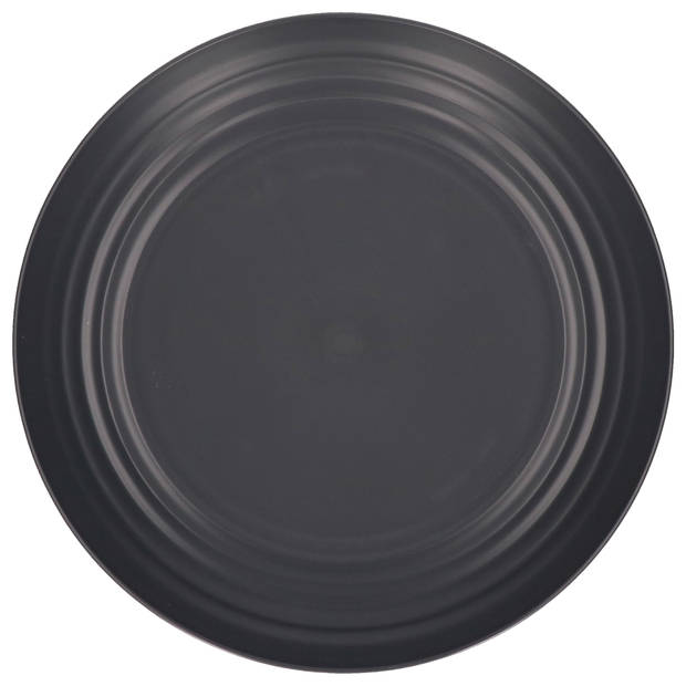PlasticForte Rond bord/camping bord - D25 cm - zwart - kunststof - Dinerborden