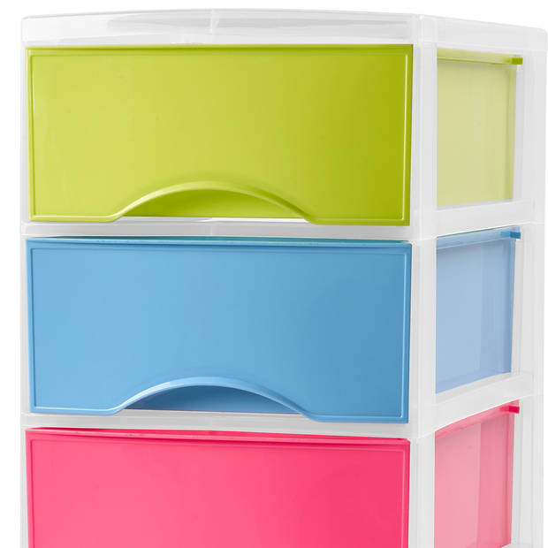 Plasticforte Ladeblokje/bureau organizer 4x lades - multi kleurenA - L26 x B36 x H49 cm - Ladeblok