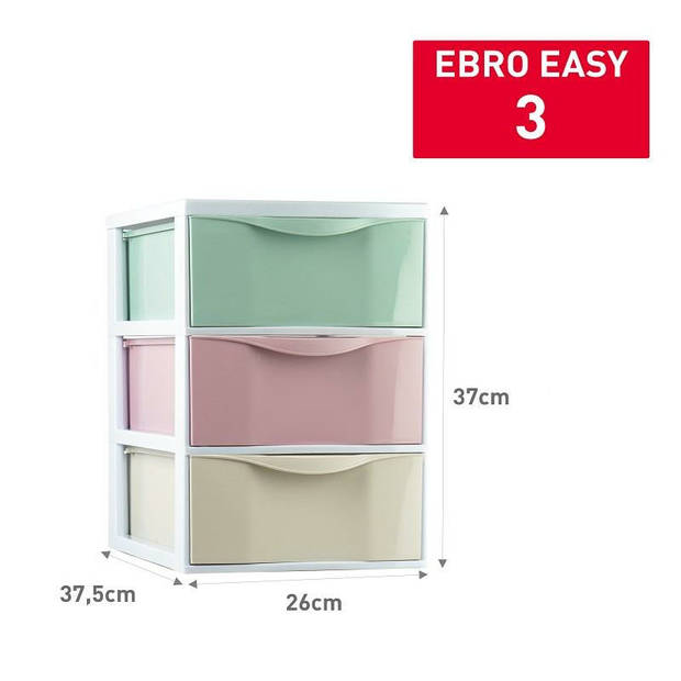 Plasticforte Ladeblokje/bureau organizer 3x lades - gekleurd - L26 x B37 x H37 cm - Ladeblok